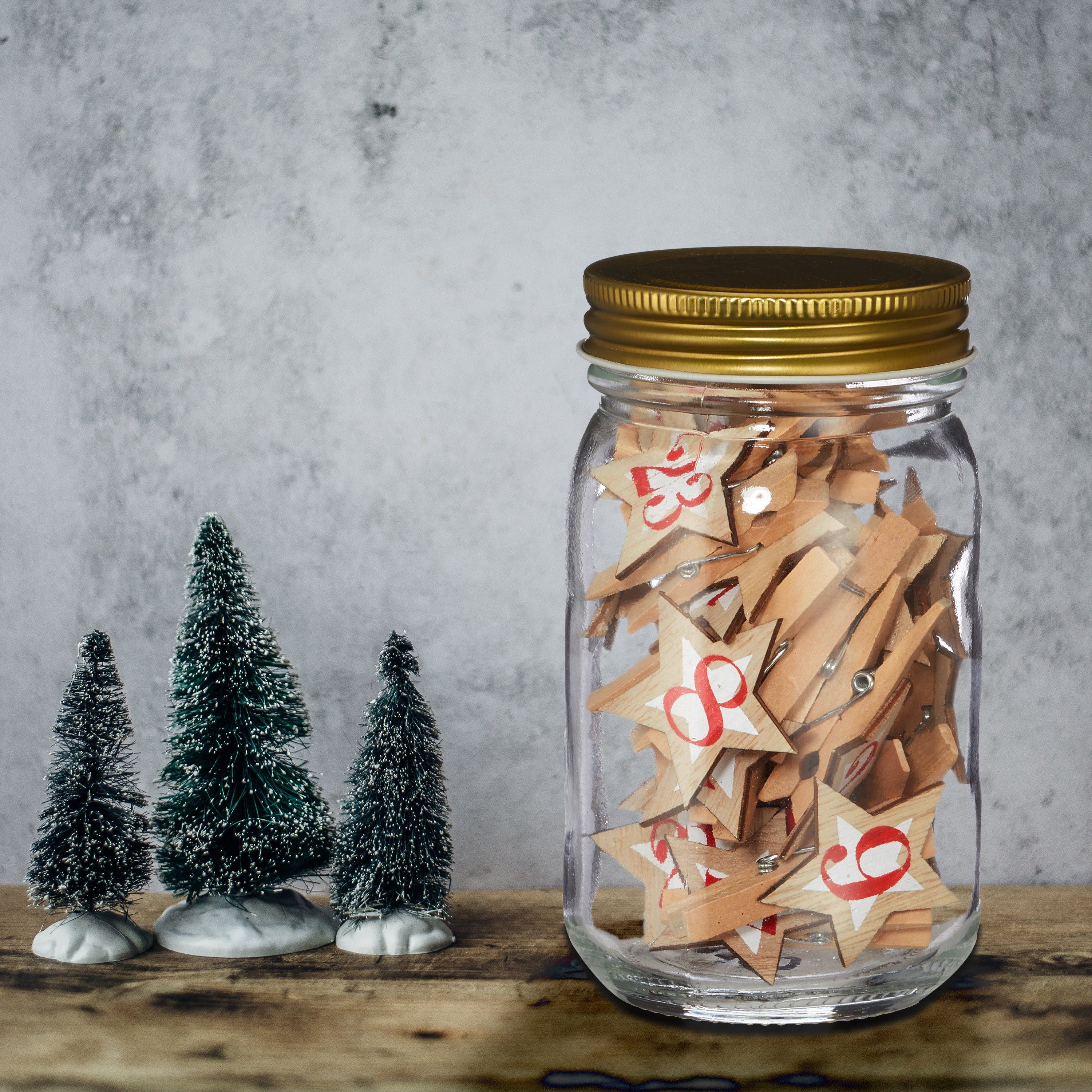 CEPEWA Adventskalender Adventskalender Einmachglas 7,5x13cm Holzklammern mi günstig online kaufen
