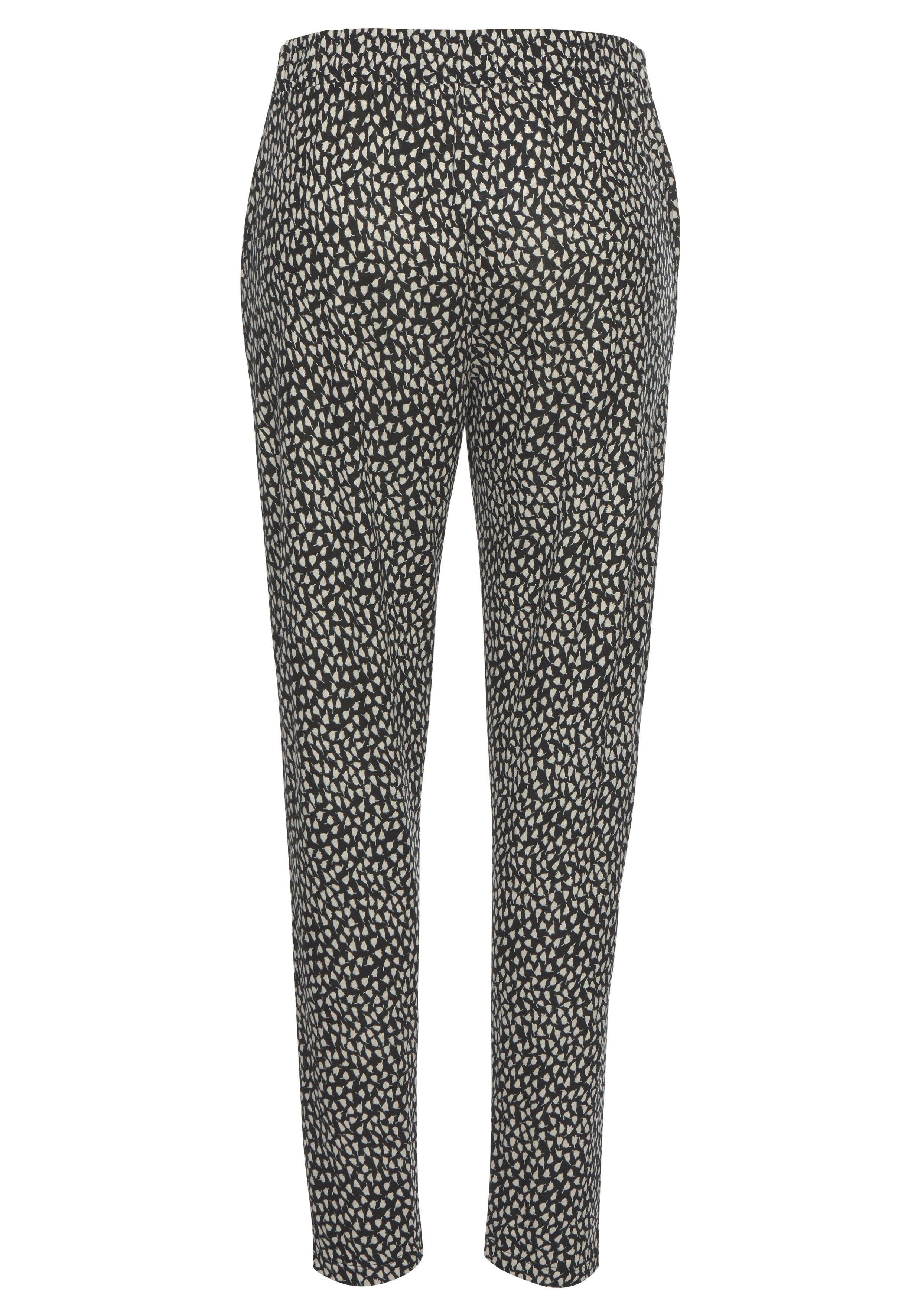 s.Oliver beach pants with floral print and pockets, lightweight jersey pants