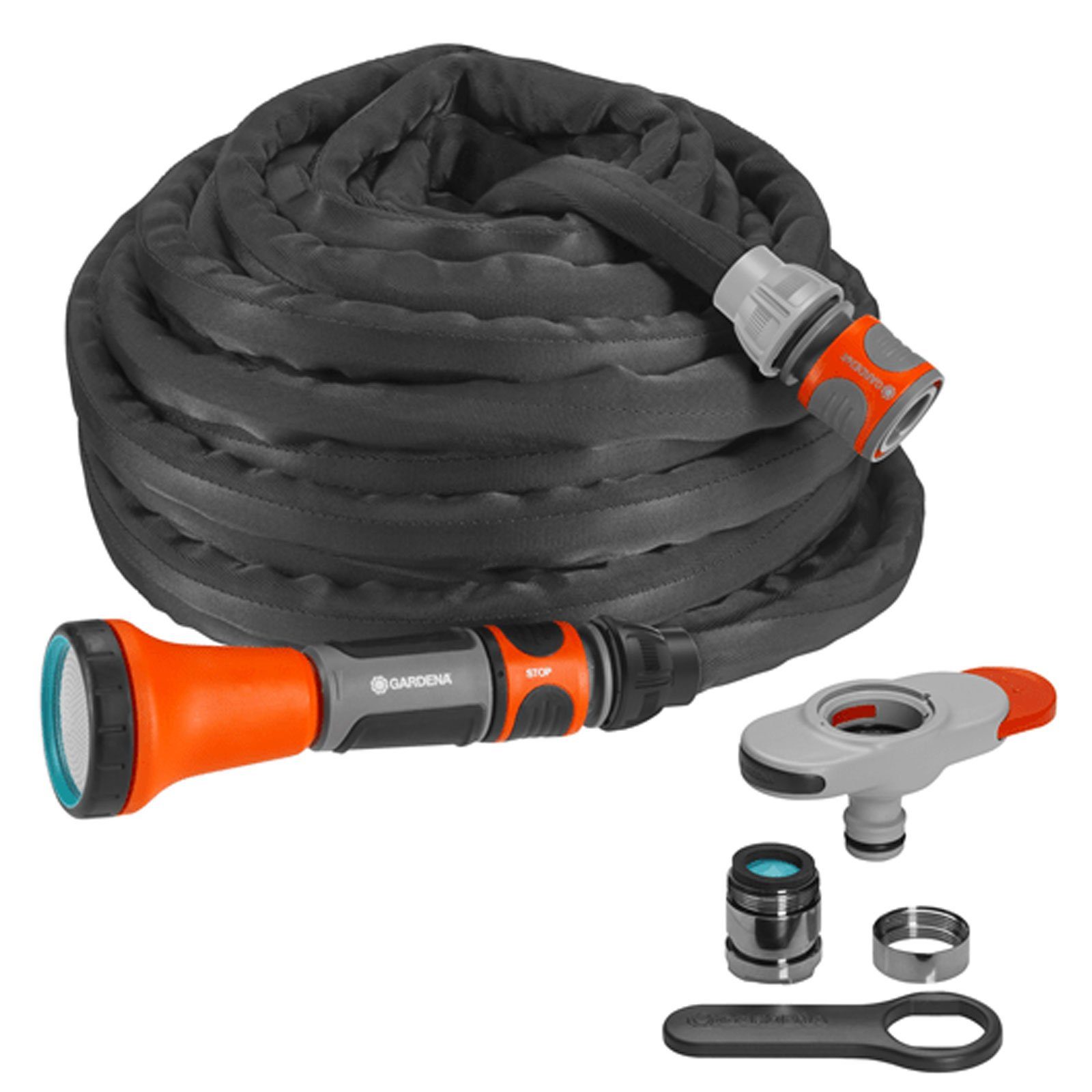 Gartenschlauch Gardena Textilschlauch Liano Set 10 m 18427-32 mit Spritze Wasserstopp
