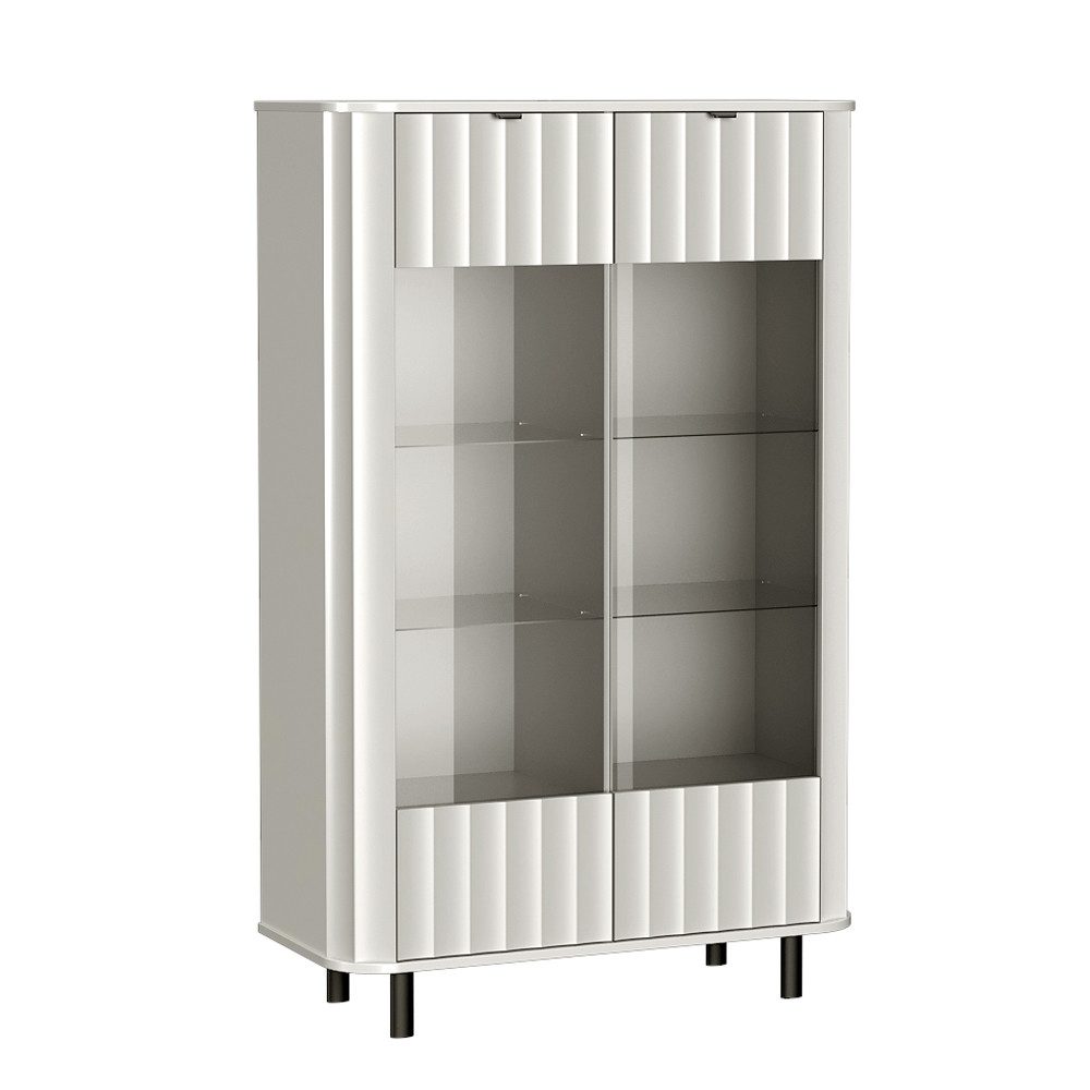 Lomadox Esszimmer-Set NASHVILLE-161, (Spar-Set, 2-St., Highboard Sideboard), in Taupe mit Wellenoptik