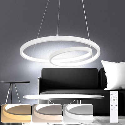 Nettlife Hängeleuchten Weiß Dimmbar mit Fernbedienung LED Hängelampe 150cm, Speicherfunktion, LED fest integriert, Warmweiß, Neutralweiß, Kaltweiß, für Wohnzimmer Schlafzimmer Küche, 34W