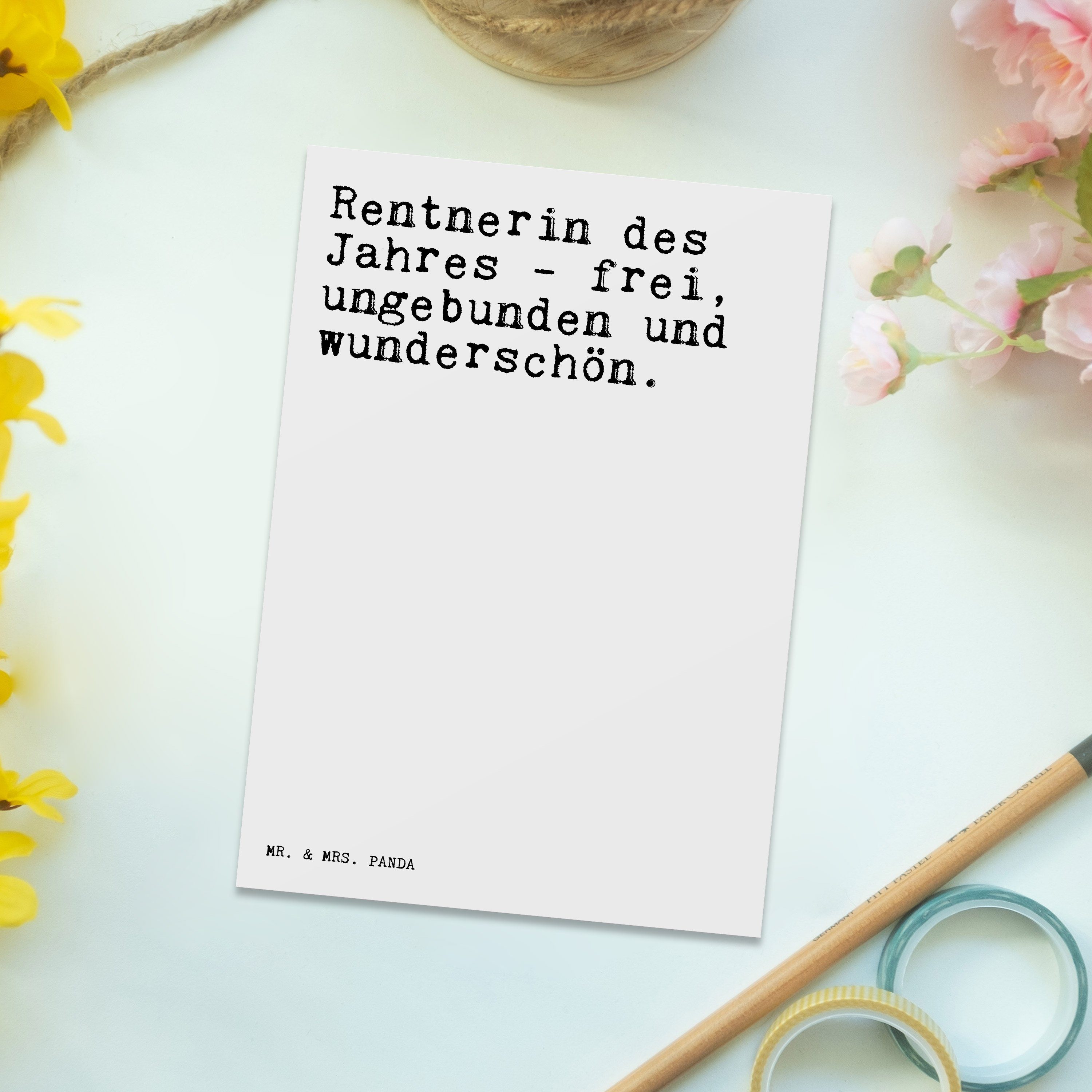 Mr. & - Sp Jahres Spruch Geschenk, Panda Postkarte Karte, des - Rentnerin Mrs. Spruch, Weiß 