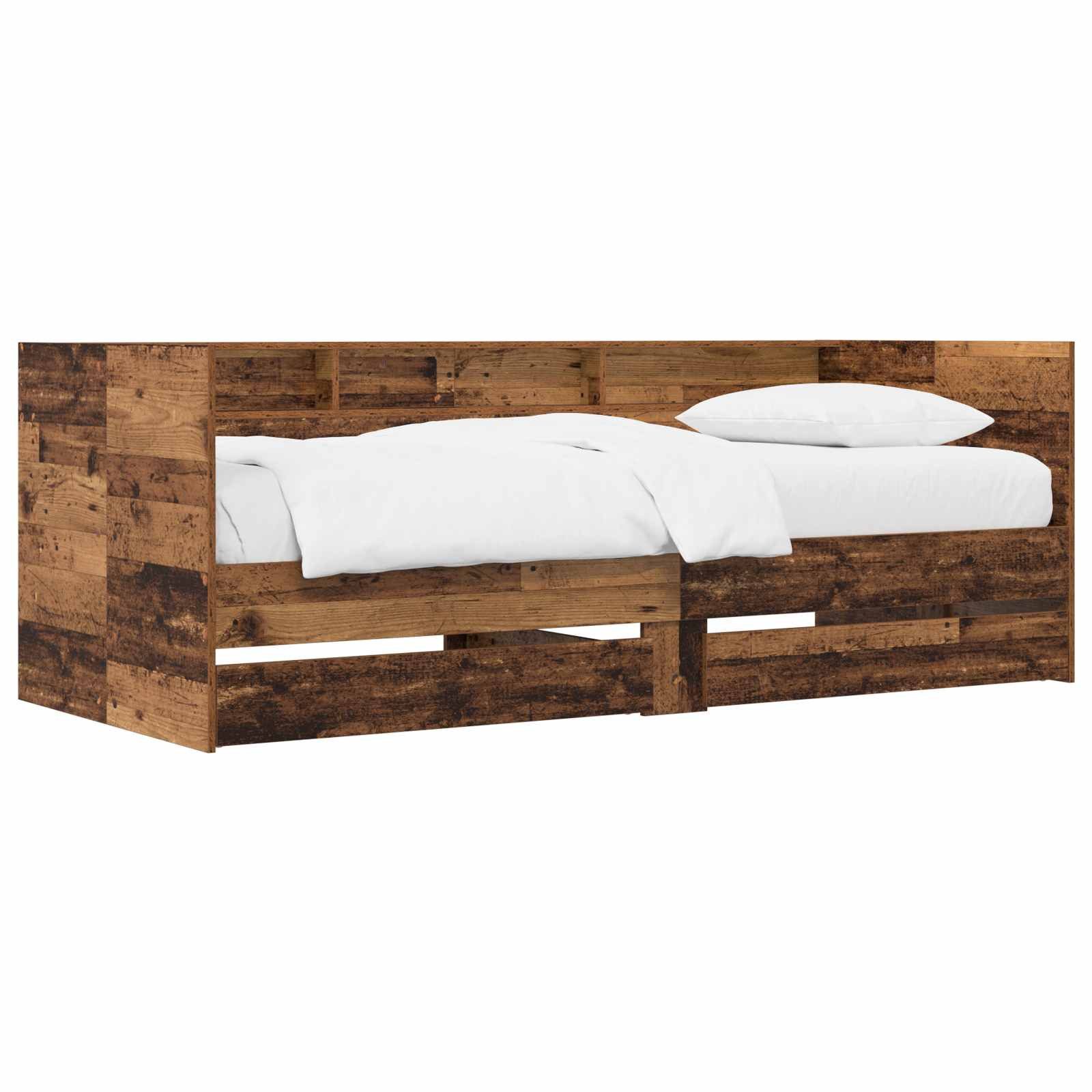 vidaXL Bett Tagesbett mit Schubladen mit Regal Altholz Holzwerkstoff (1-tlg)
