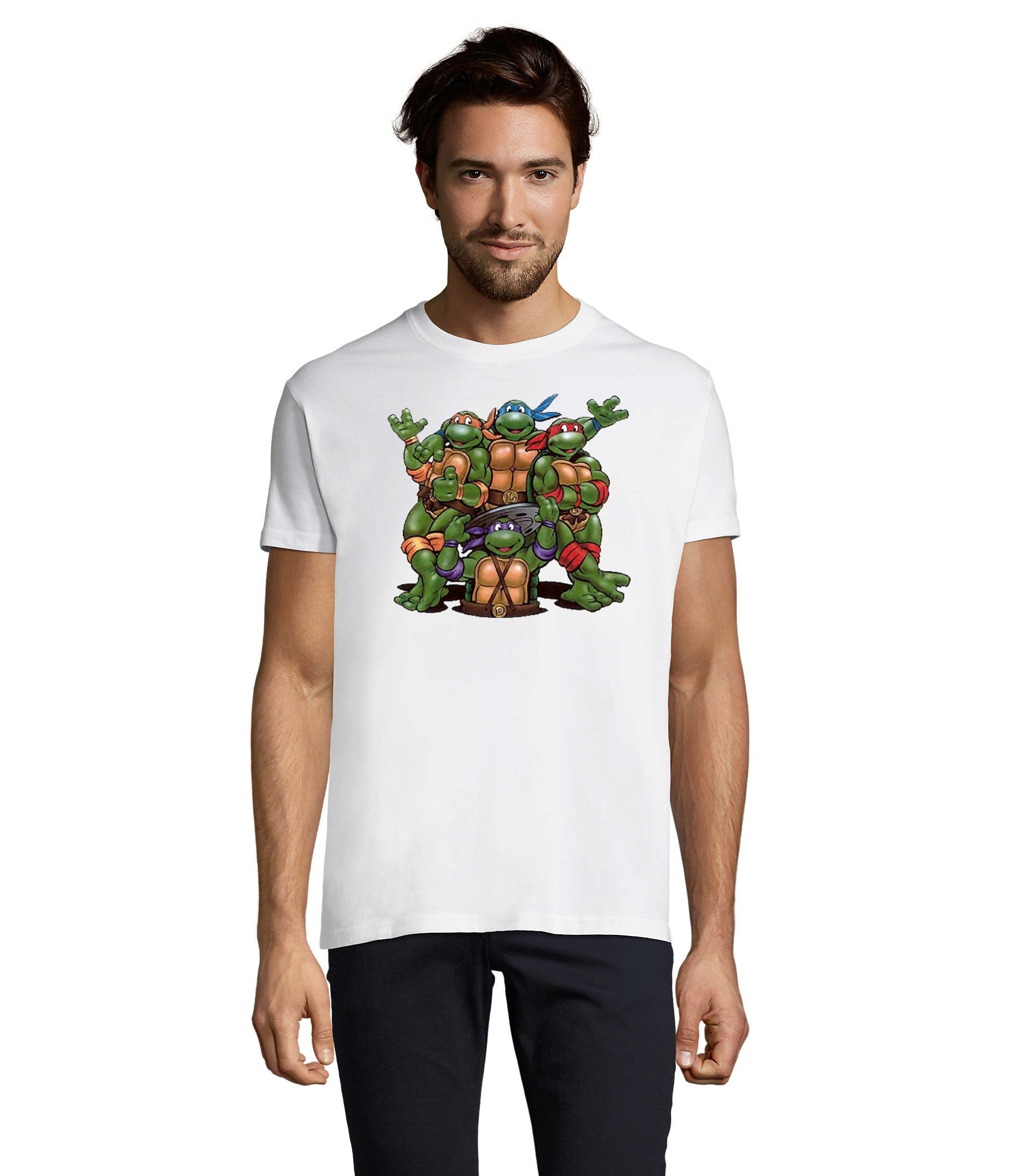 T-Shirt Turtles_H_Tee Herren Shirt Ninja Schildkröten Motiv Retro Freizeit