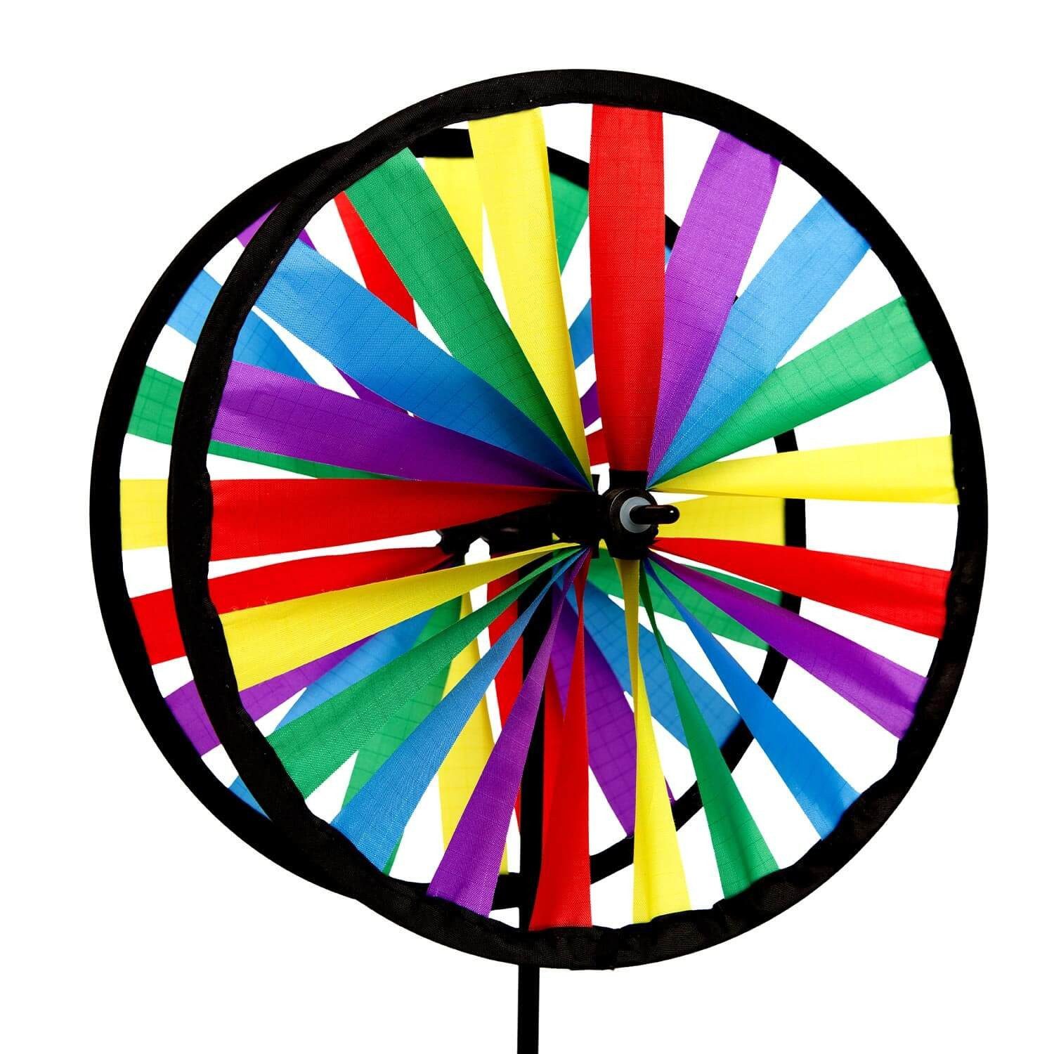 Wolkenstürmer Flug-Drache Windspiel Buntes Windrad mit Glasfaserstab für Balkon und Blumentopf, (Bunter Windspinner Duo als Gartendeko für Terrasse & Beet, 1-tlg), Buntes Windrad Duo 20 cm für Garten & Balkon