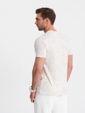 OMBRE Print-Shirt T-Shirt für Männer mit Palmblattmotiv- graphit V4