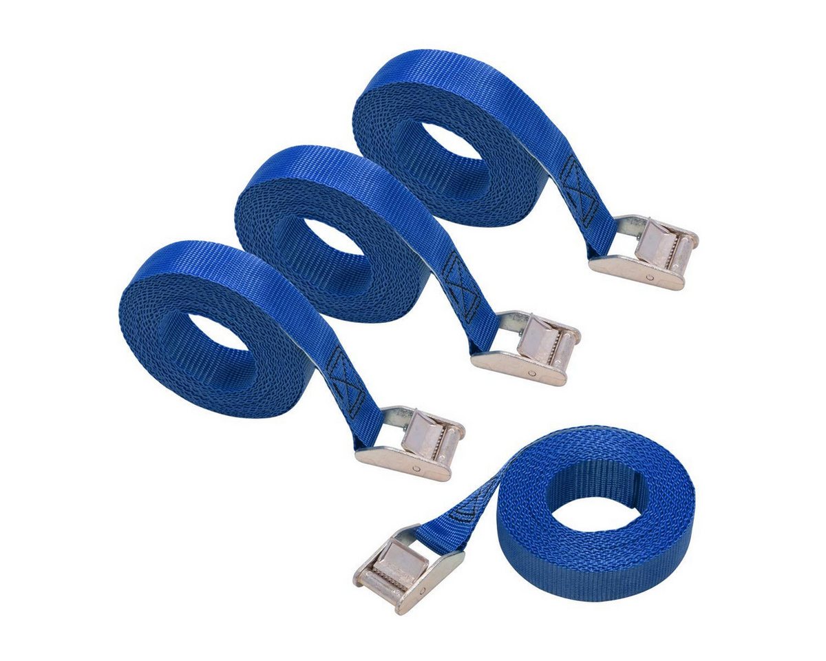 FOUORTUNATE-BEE Spanngurt Spanngurte 4er Set 2,5 m blau mit Klemmschloss für Transport Zurrgurte 4er Set 2,5 m 25 mm mit Schnalle für Umzug Auto