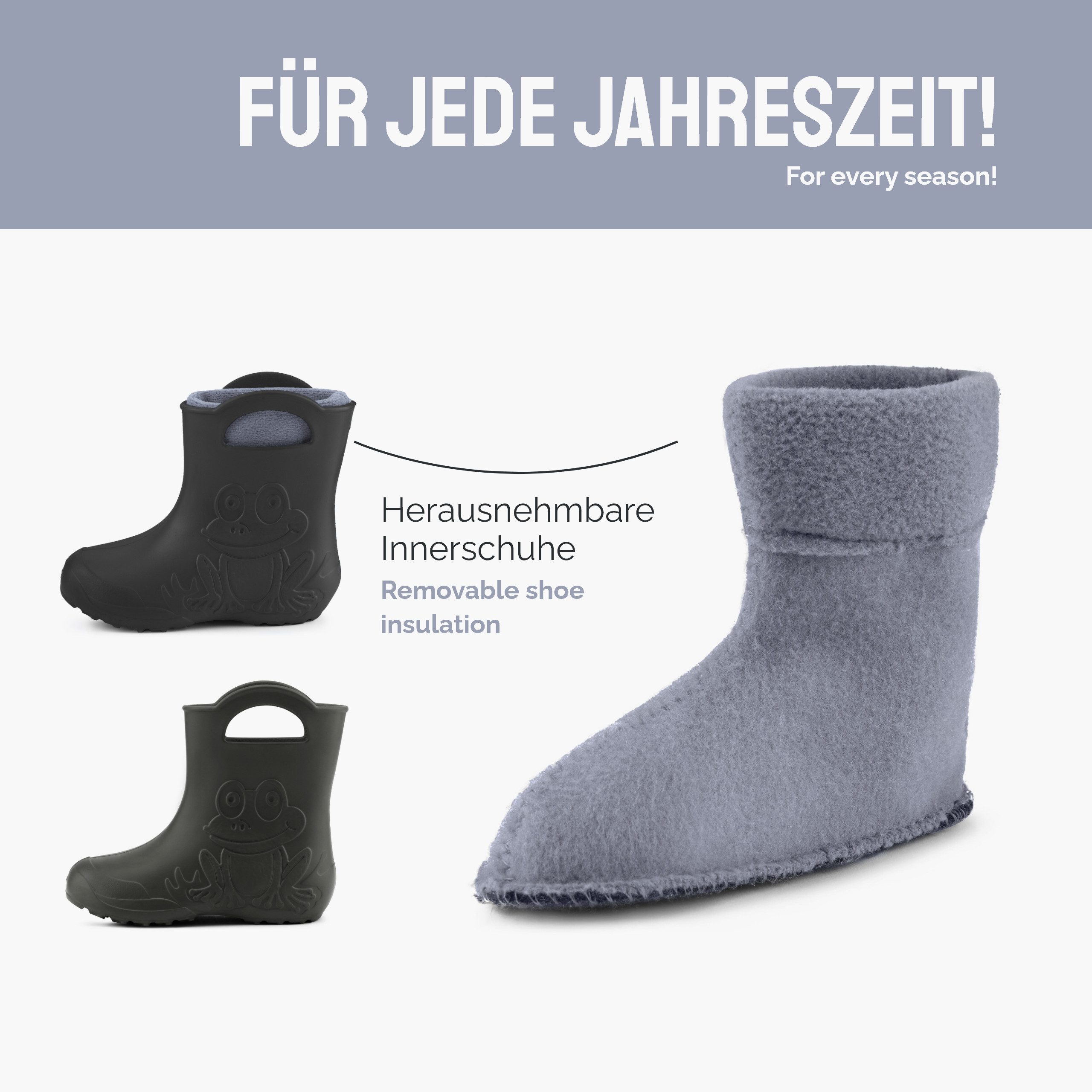 Ladeheid Kinder EVA federleichte Regenschuhe LA-CA-03 Gummistiefel mit herausnehmbares Innenfutter – Bild 4 von 5