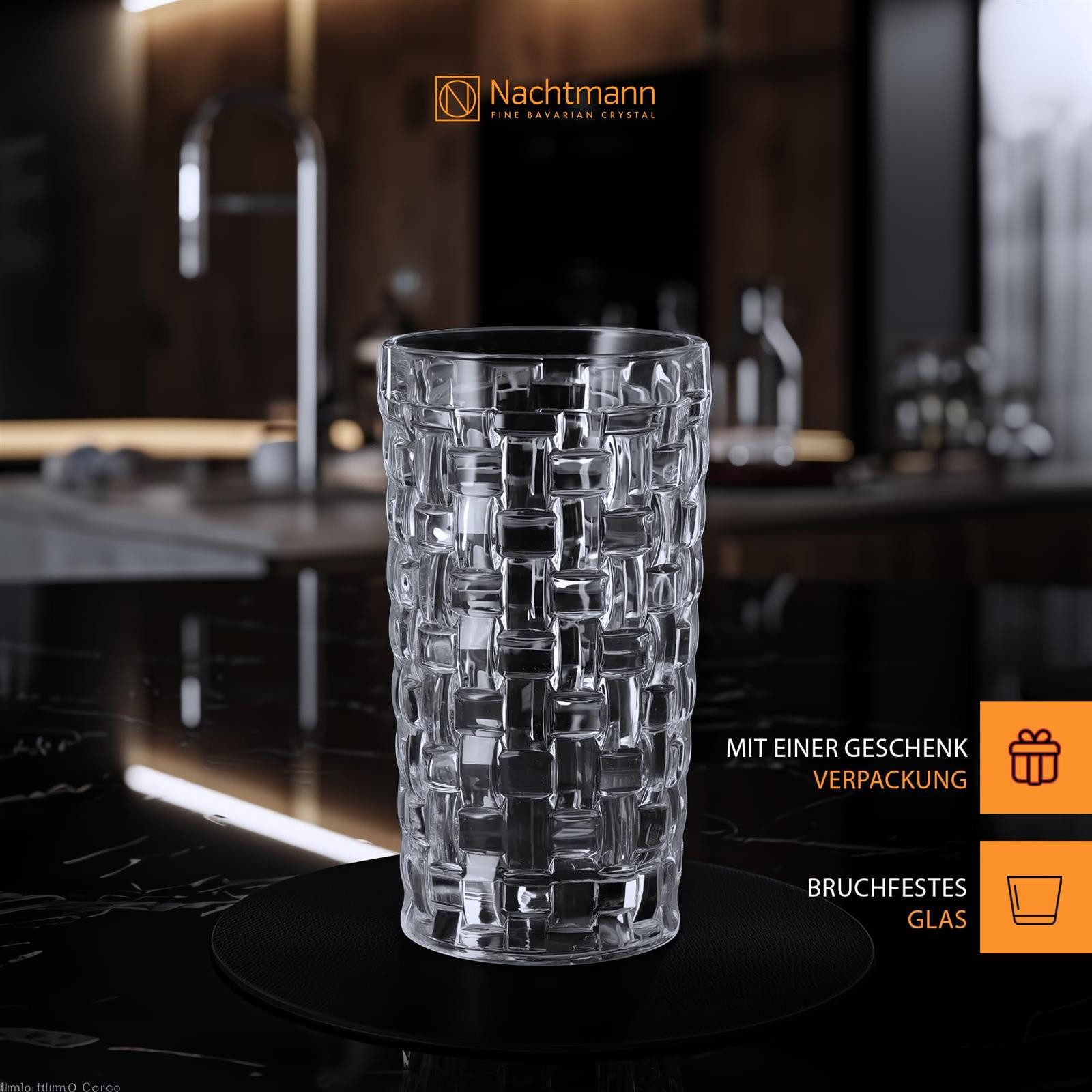 Nachtmann Longdrinkglas Bossa Nova Longdrinkgläser 395 ml 4er Set, 4-tlg., Glas