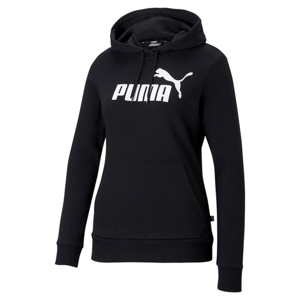 PUMA Kapuzenpullover Freizeit Essentials Logo - Baumwolle - schwarz Damen