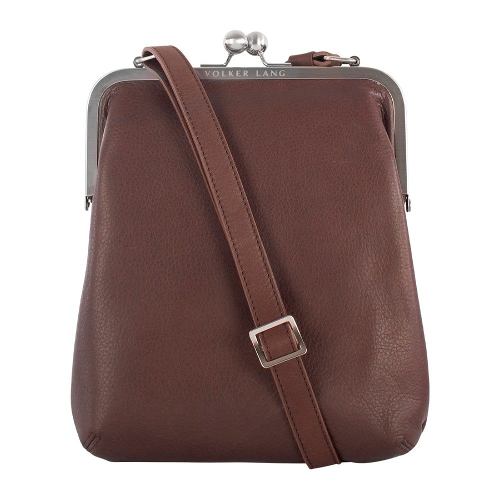 VOLKER LANG Schultertasche LOLA  Elegante Damen Bügeltasche aus italienischem Leder