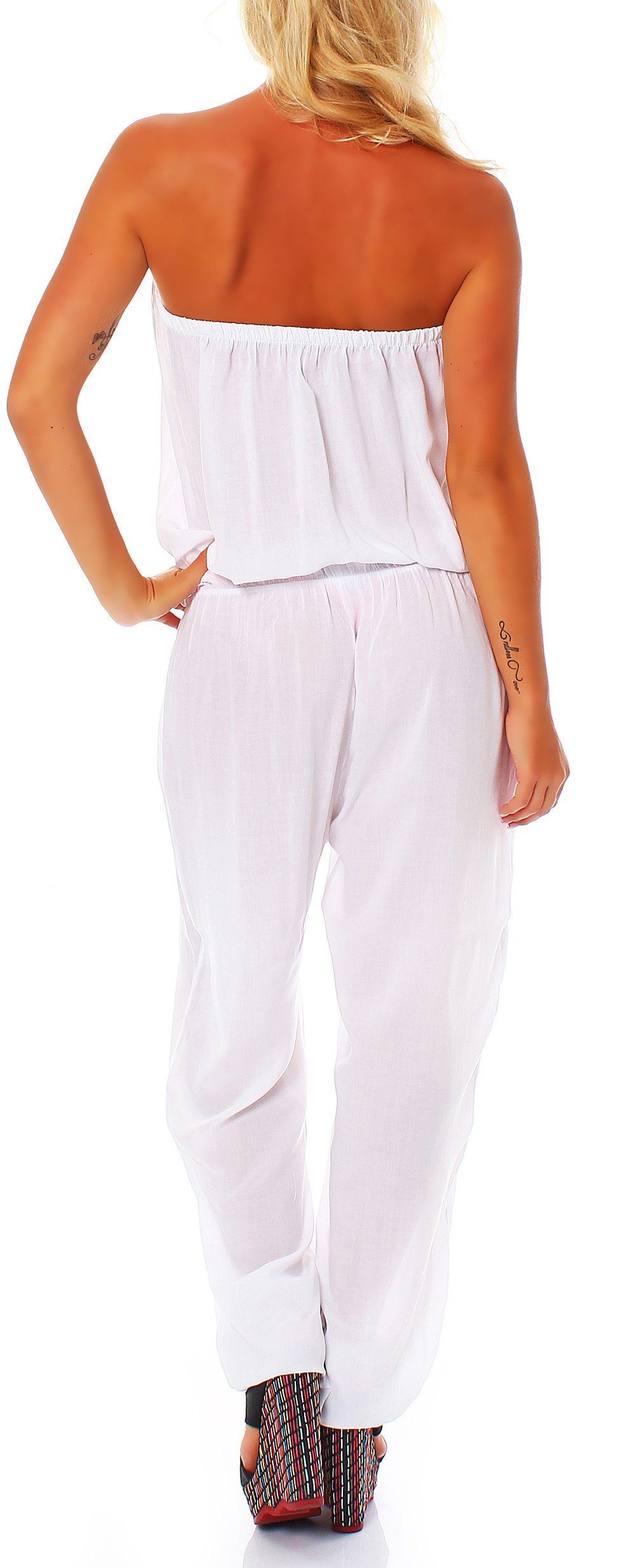 malito more than fashion Jumpsuit malito Damen Einteiler in Uni Farben, Overall mit Stoffgürtel, Jumps mit Bindeband Einheitsgröße