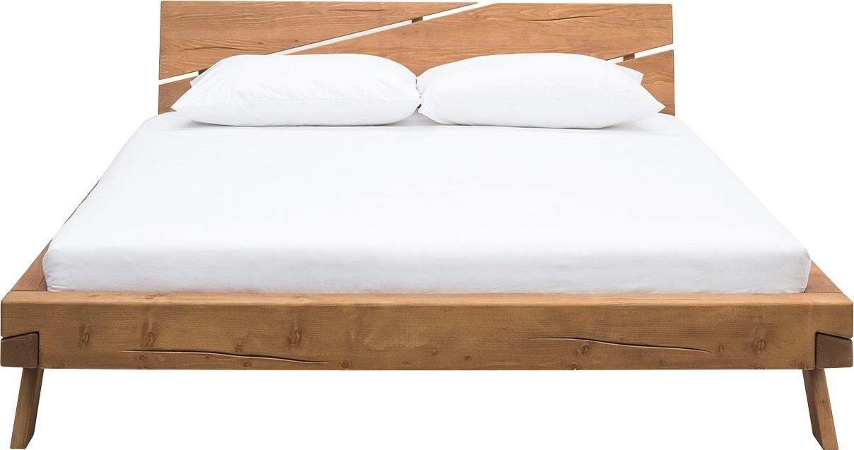 SalesFever Massivholzbett Eik Naturbelassenes Bett, Urige Eleganz trifft moderne Formen - Unikat-Balkenbett