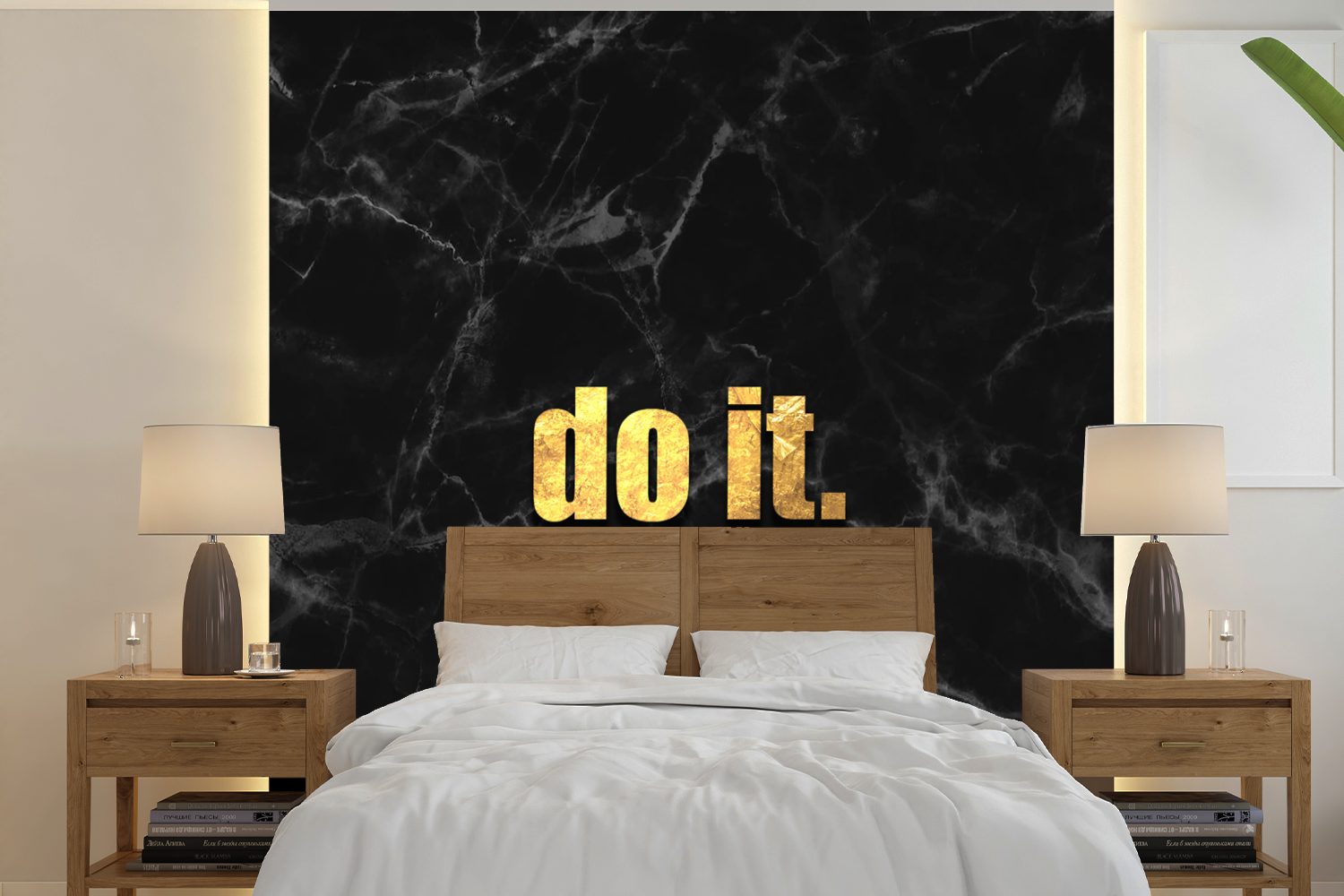 Schlafzimmer, bedruckt, Zitate für Vinyl - Fototapete - Marmor, oder Gold Wohnzimmer Motivation MuchoWow Matt, Wandtapete St), (5 - Tapete