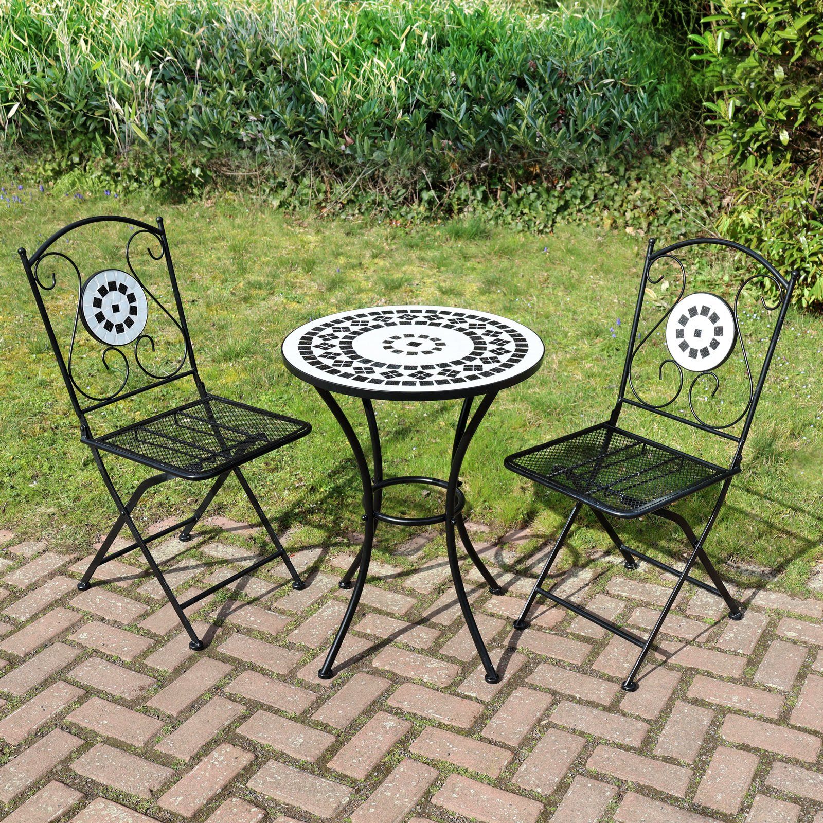 SVITA Balkonset BistroSet Mosaik, (Set, 3tlg., Tisch mit 2 Stühlen