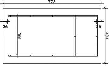 Skanholz Einzelcarport Schwarzwald, BxT: 424x772 cm, 220 cm Einfahrtshöhe, 424x772cm mit Abstellraum und Dachlattung