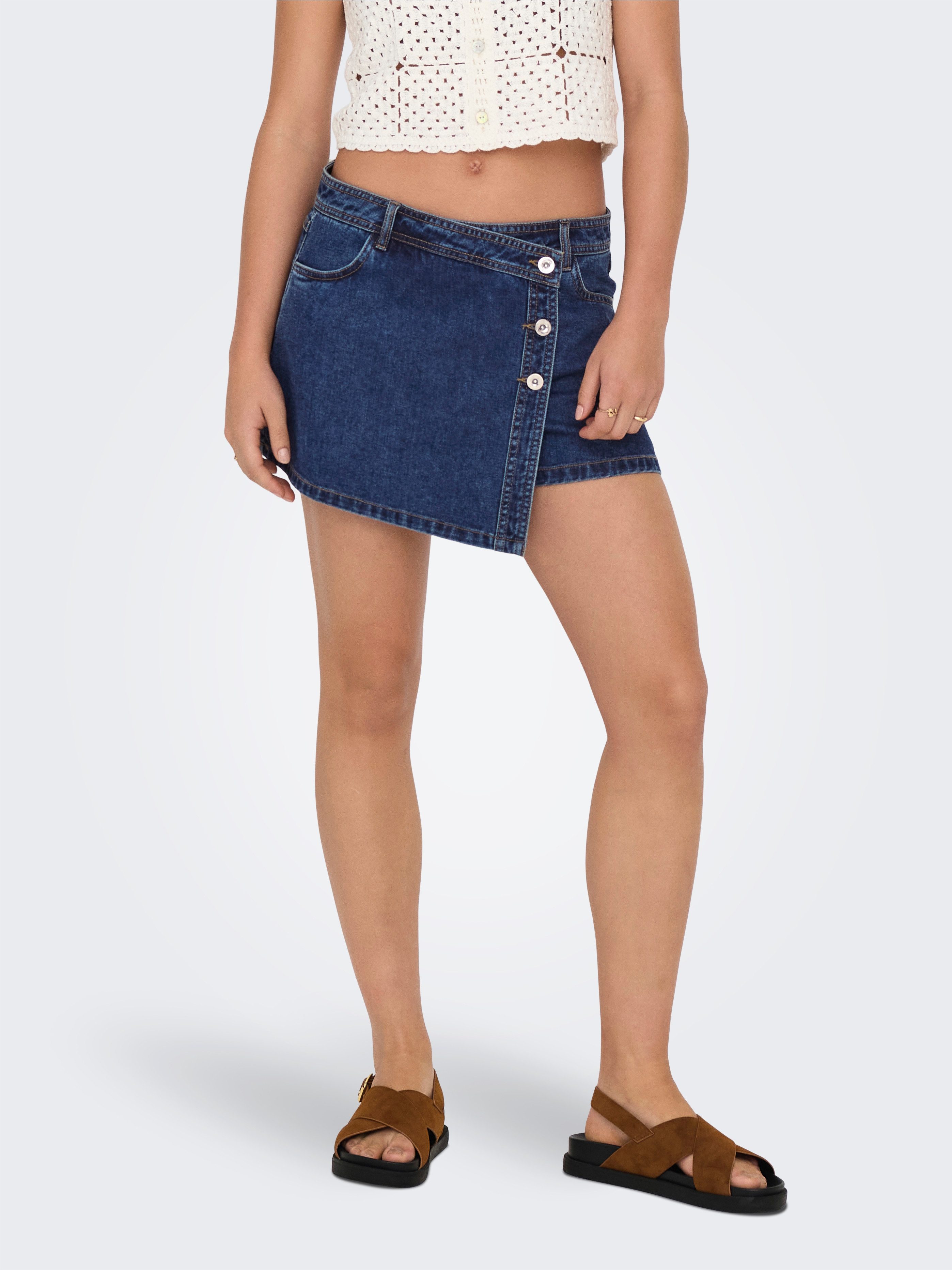 ONLY Jeansshorts ONLLESLY REG LB DNM SKORT BJ NOOS Baumwolle, Regular Waist, Hosenrock