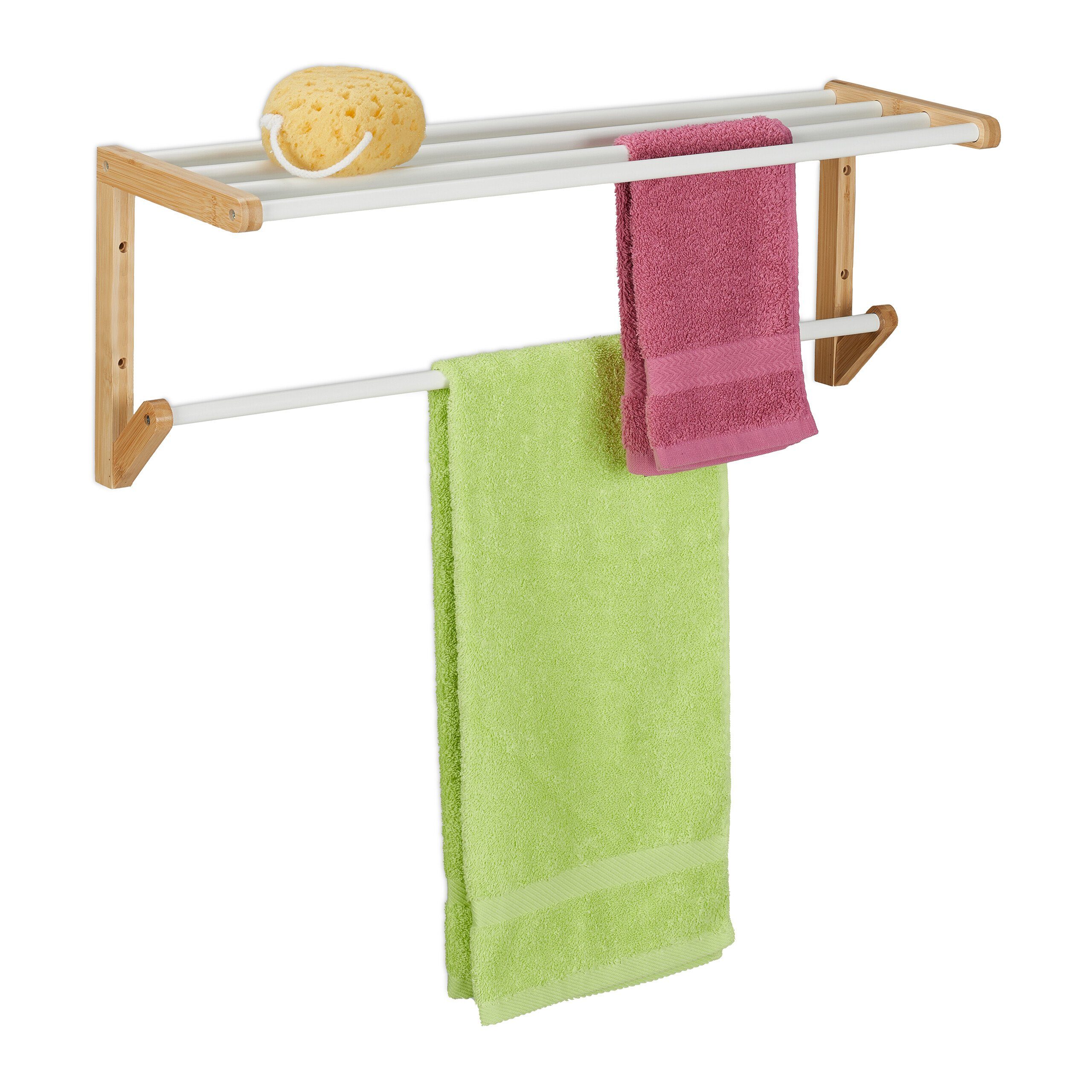 relaxdays Handtuchhalter Bambus Handtuchhalter für die Wand günstig online kaufen