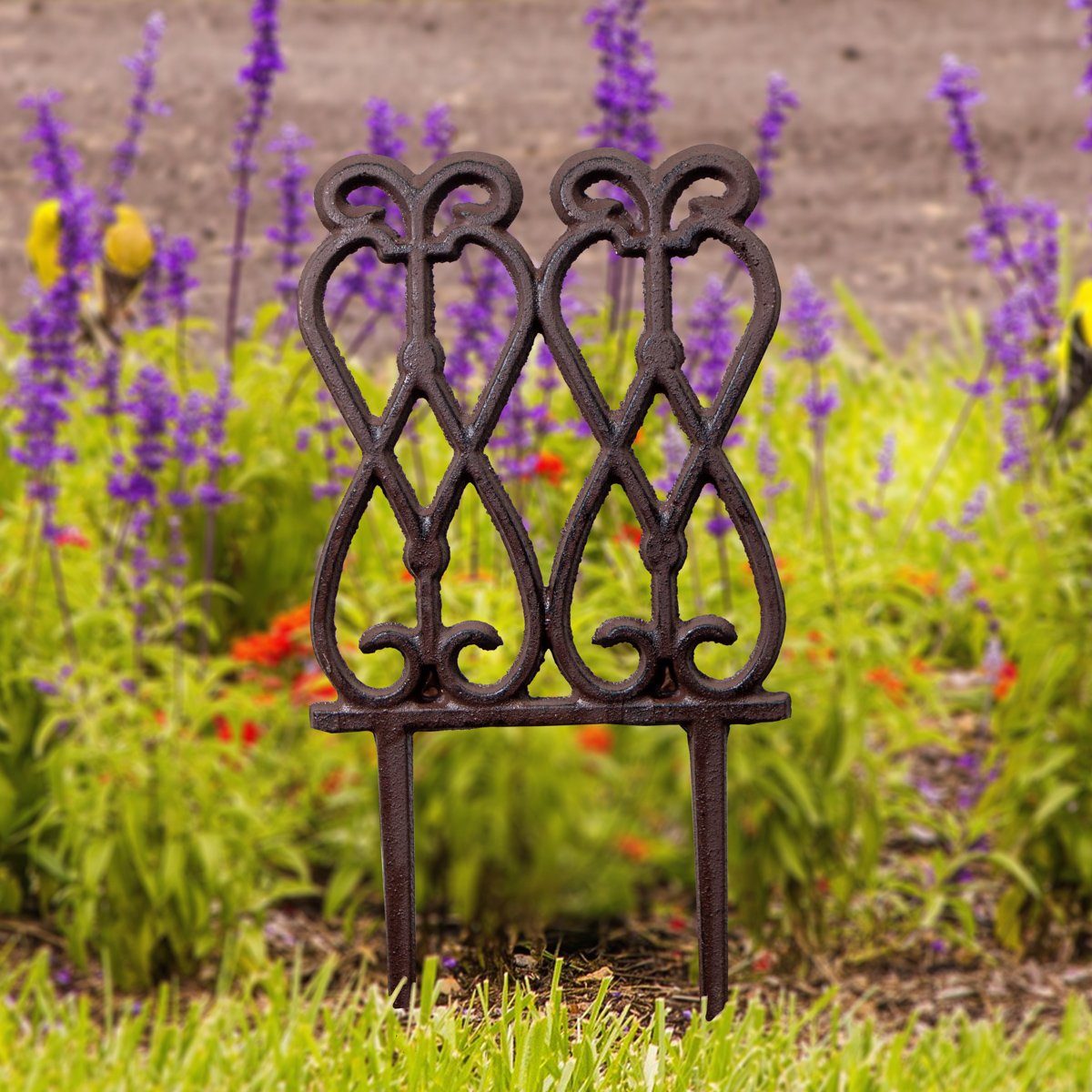 Antikas Gartenfigur Beetzaun, klein, Beeteinfassung aus Gusseisen, Ziergitter, Dekoration