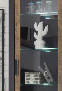 Furn.Design Wohnwand Beveren, (Schrankwand in Kastanie mit grau, 4-teilig, 330 x 200 cm), mit viel Stauraum