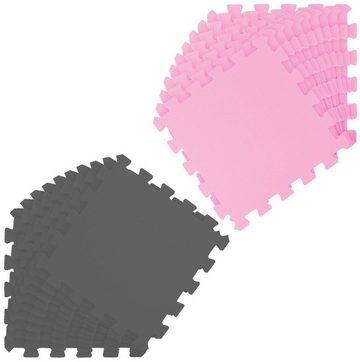 LittleTom Puzzlematte 18 Teile Baby Kinder Puzzlematte ab Null - 30x30cm, pink grau Kindermatte