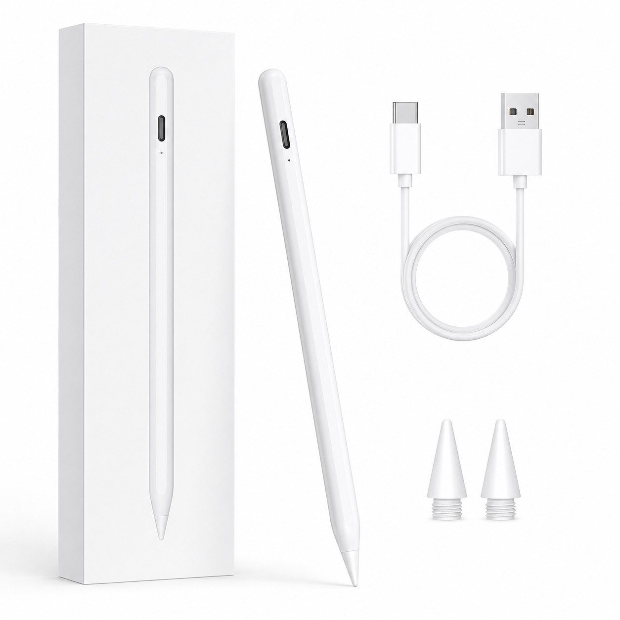 SpionProfi Eingabestift Stylus Stift für Apple iPad Tablet Touchscreen mit USB-C Schnellladung (1-St) Geeignet für Apple iPad 6, 7, 8, 9, 10, Mini, iPadPro Tablet