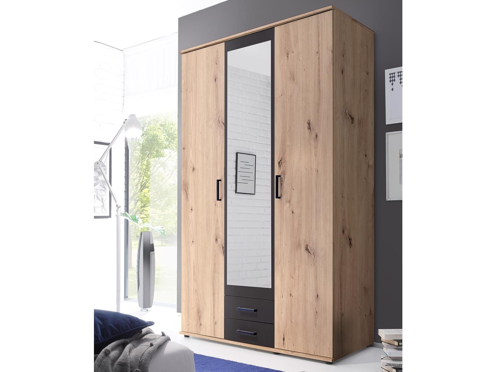 möbelando Kleiderschrank Cilli 119,6 x 196,3 x 53,5 cm (B/H/T)