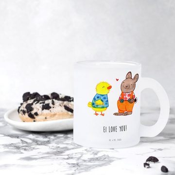 Mr. & Mrs. Panda Teeglas Ostern Freundschaft - Transparent - Geschenk, Ostereier, Teetasse, Os, Premium Glas, Liebevolles Design
