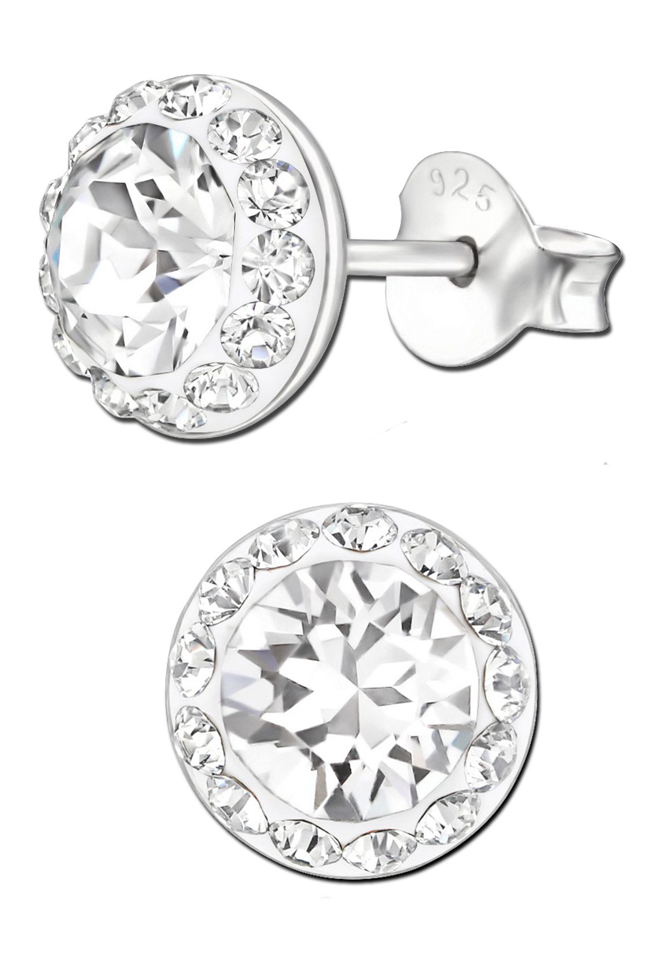 Limana Paar Ohrstecker Damen Ohrringe 925 Silber runde Kristalle Damenohrringe, Damenohrstecker Damenschmuck Schmuck für Frauen