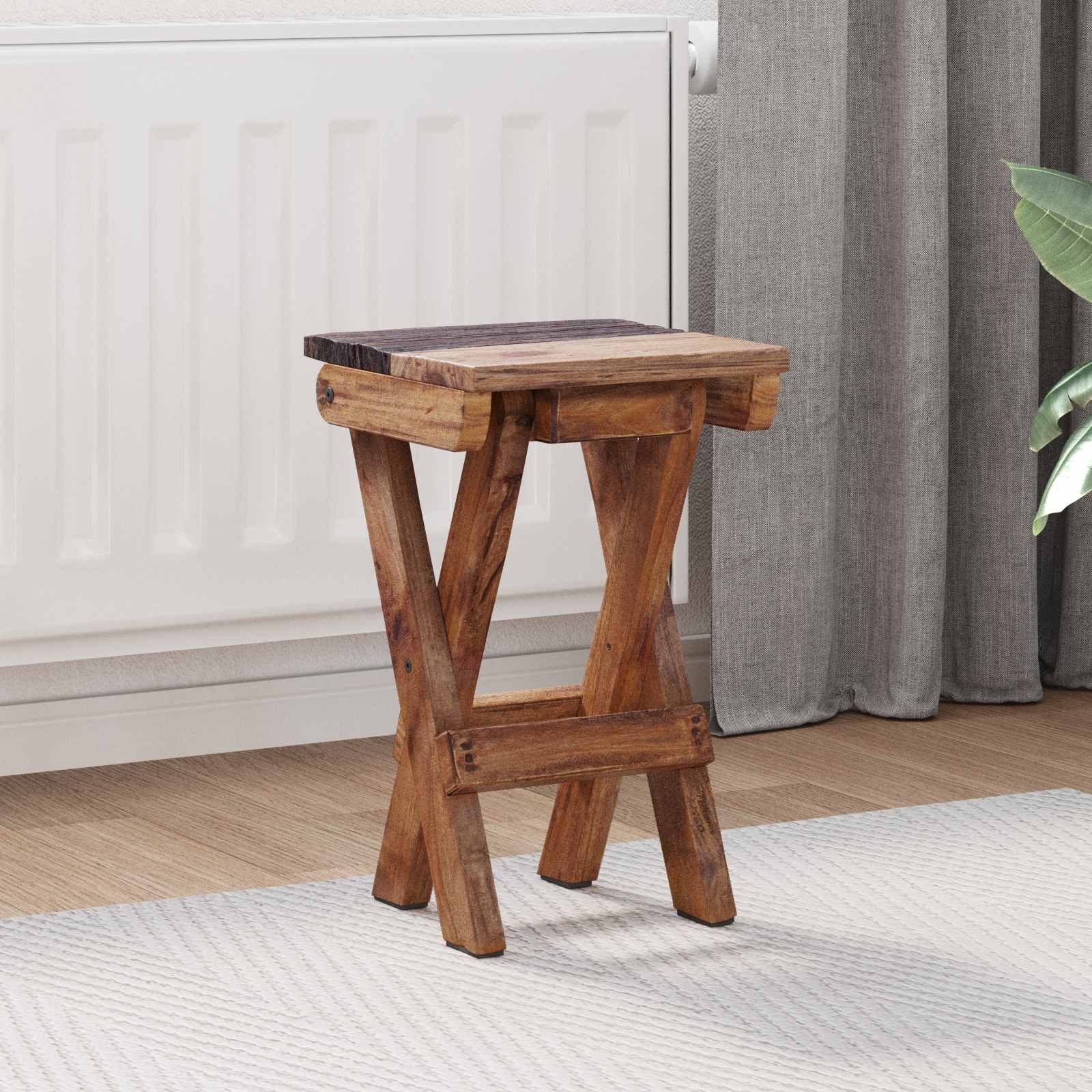 vidaXL Hocker Hocker Natur 30 x 30 x 48 cm Massivholz Altholz (1 St)