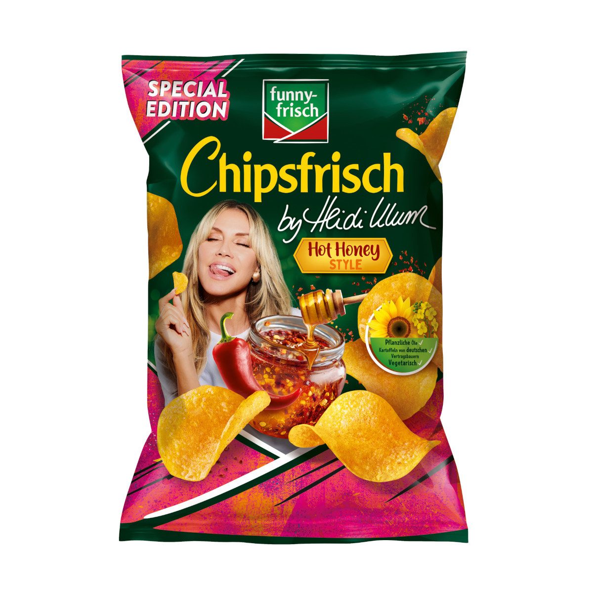 funny-frisch Knabberei, funny-frisch Chipsfrisch by Heidi Klum Hot Honey Special Edition 130g