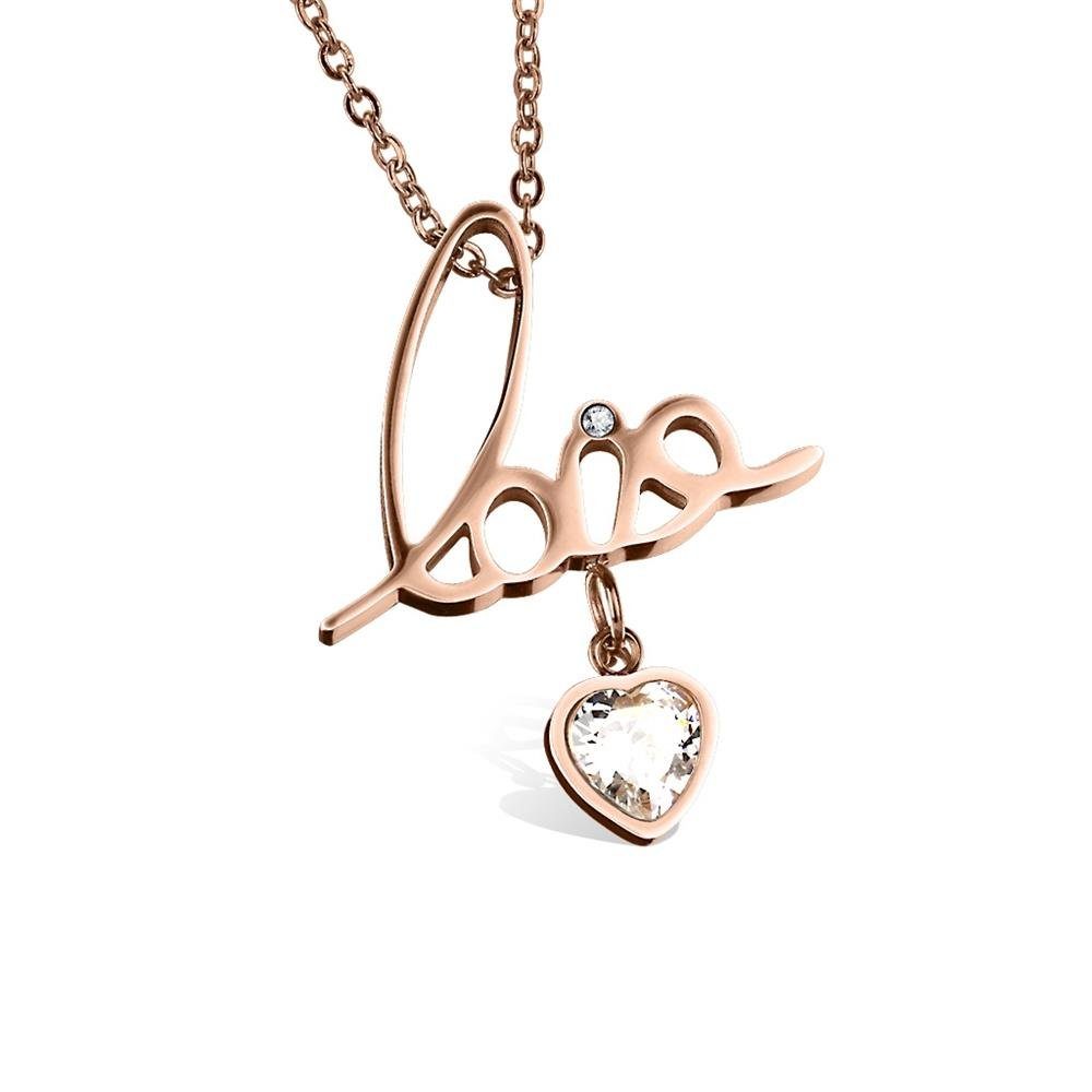 BUNGSA Ketten-Set Kette Liebe mit Herz-Anhänger silber aus Edelstahl Damen (1-tlg), Halskette Necklace Rosegold