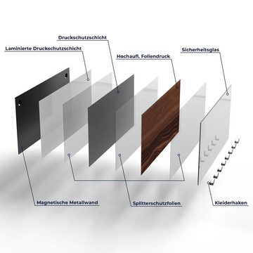 DEQORI Kleiderhaken 'Horizontale Holzmaserung', Glas Garderobe Paneel magnetisch beschreibbar