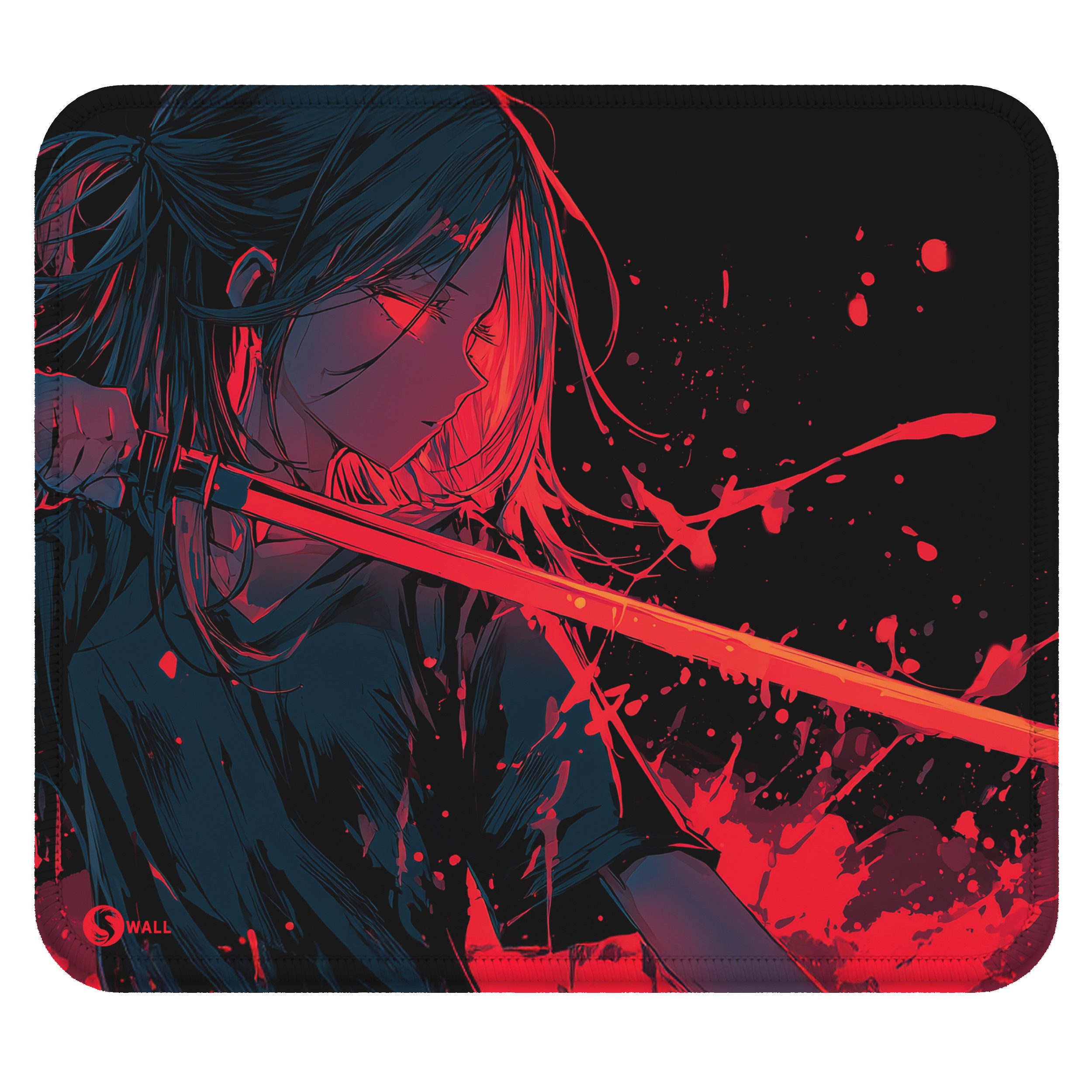 Sunnywall Gaming Mauspad Speed Mousepad XXL Premium 4 mm - Crimson Katana Girl Anime Japan (inkl. Wallpaper, Sunnywall XXL Premium Gaming Mauspads), 45x40, 80x30, 90x40 cm, rutschfest, vernähte Ränder, Tischunterlage