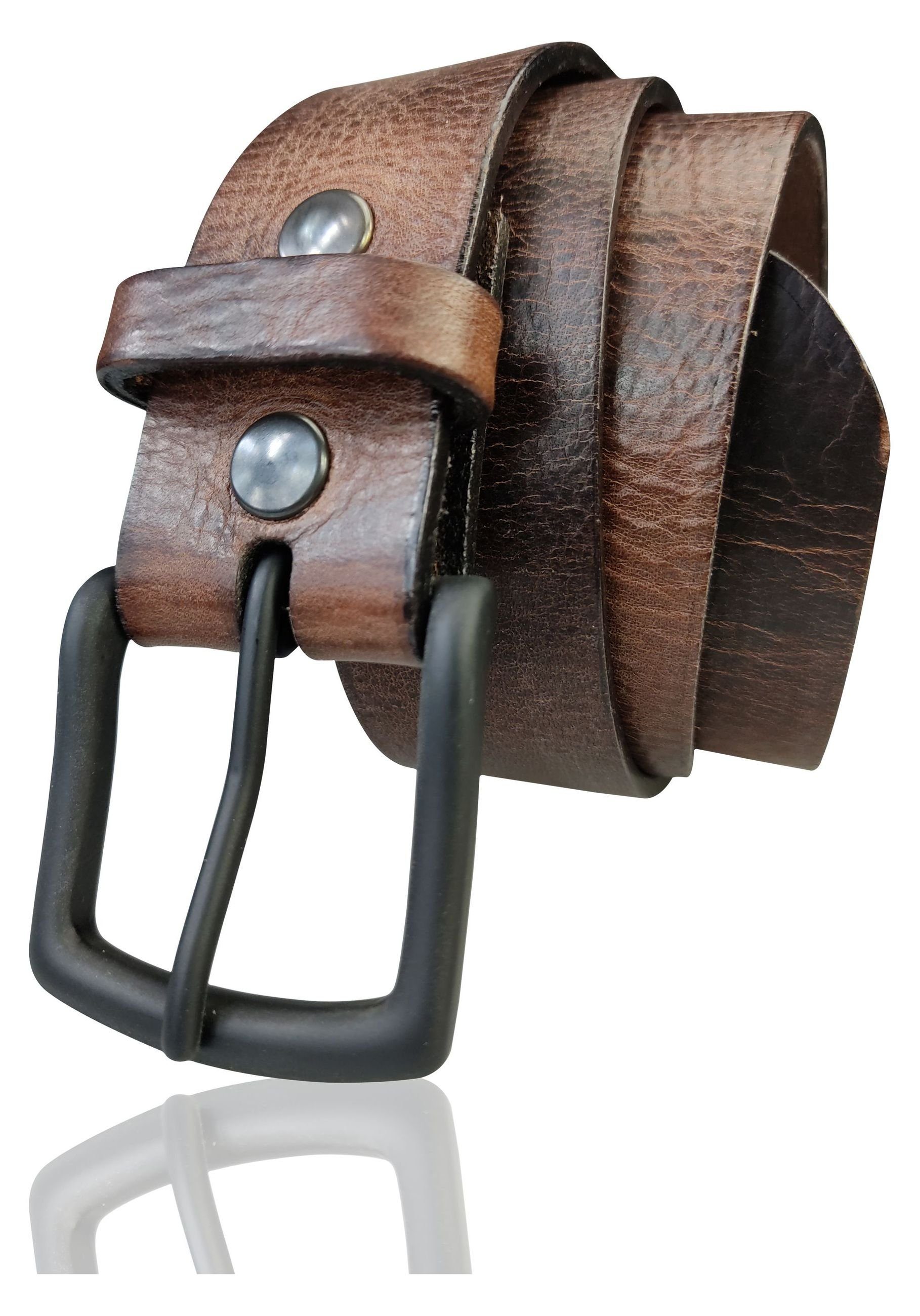 Vintage-Leder Vintage-braun FRONHOFER Hüftgürtel 4 FRONHOFER Best Messingschnalle cm mattschwarz Patina® 18666