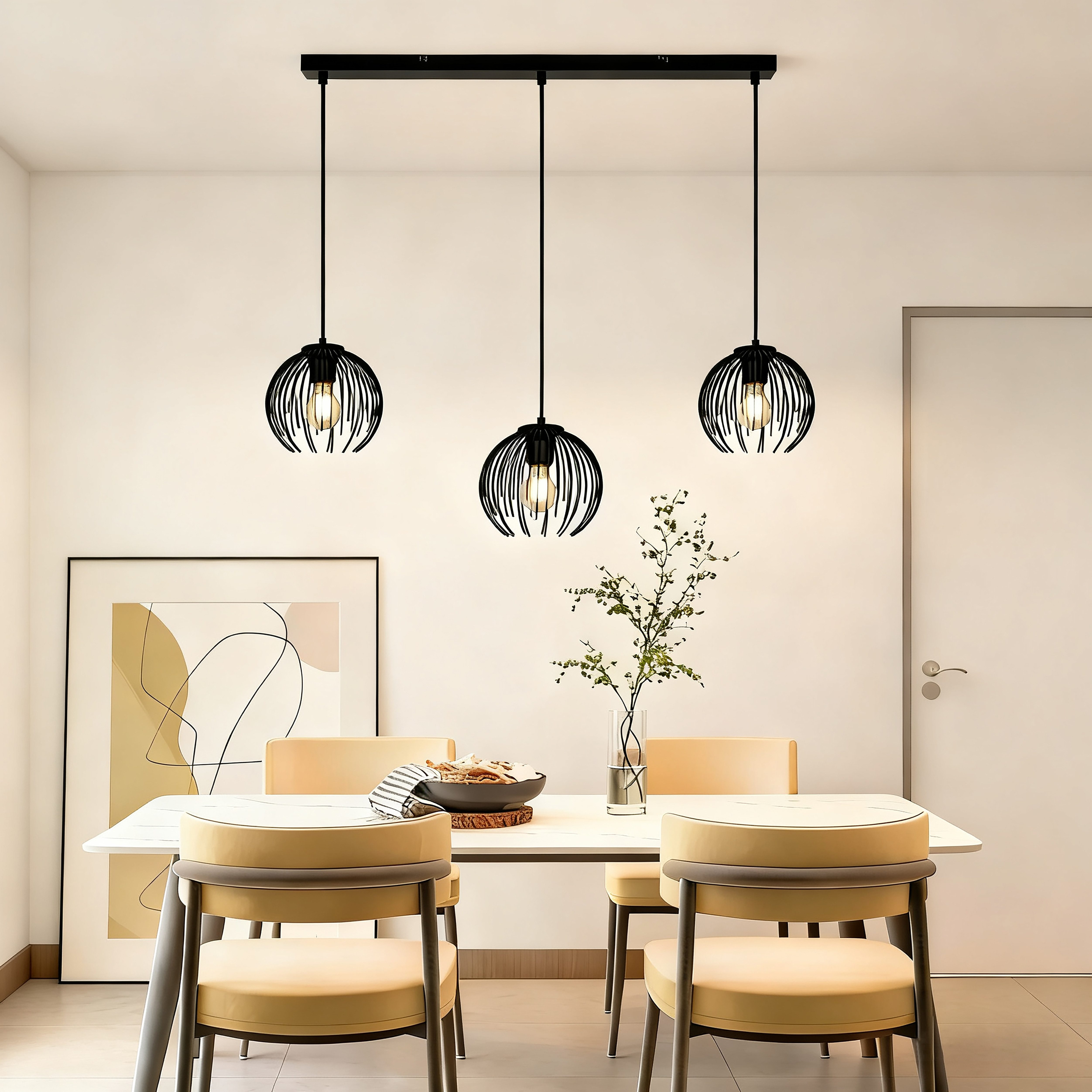 OTTO home Pendelleuchte Tonnia - Hängelampe, höhenverstellbar, Pendellampe, Metall, Leuchtmittel wechselbar, ohne Leuchtmittel, Lichteffekt durch Gitter-Optik, liefert eingeschaltet Schattenoptiken