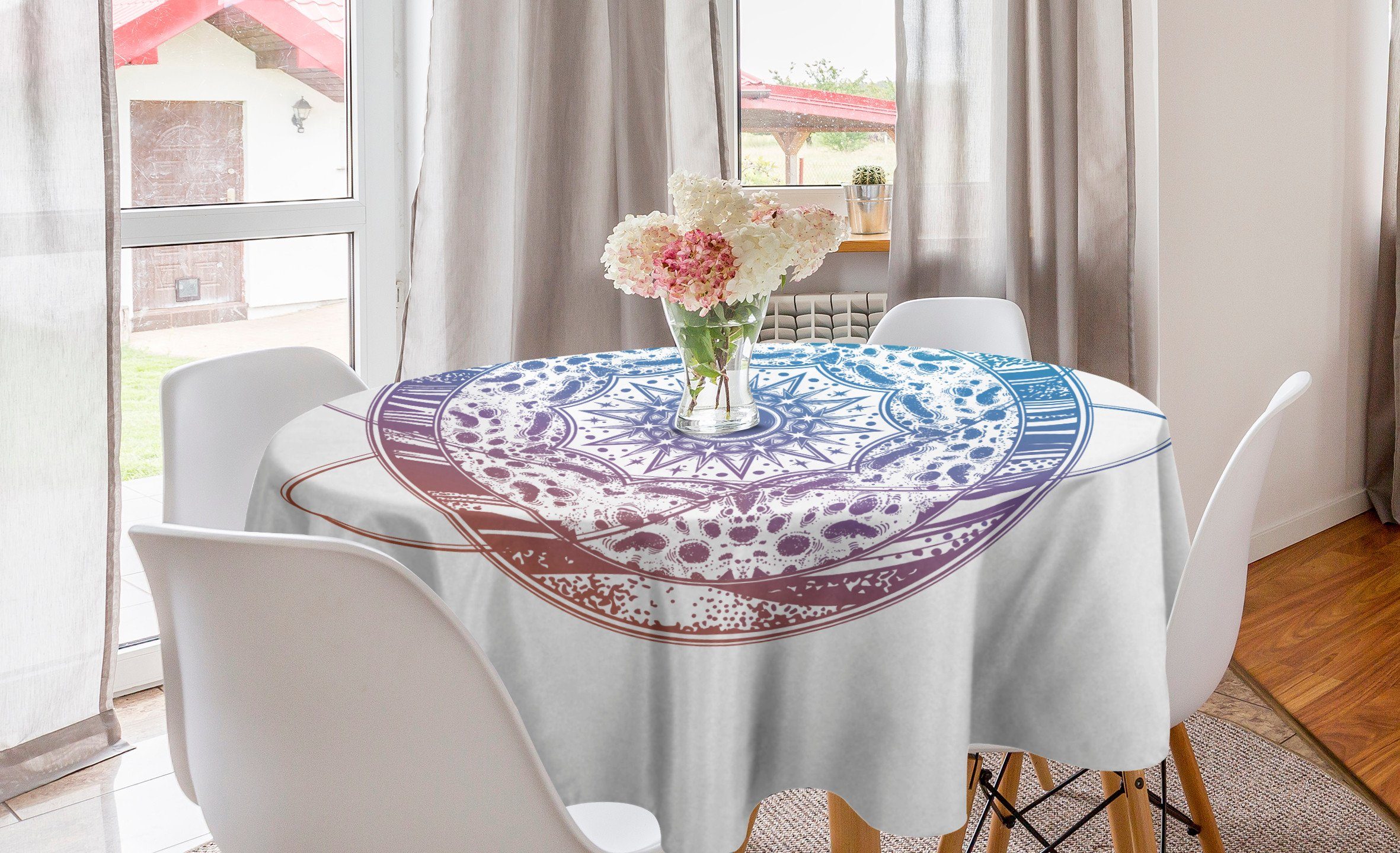 Abakuhaus Tischdecke Kreis Tischdecke Abdeckung für Esszimmer Küche Dekoration, Galaxy Mandala Medaillon-Grafik