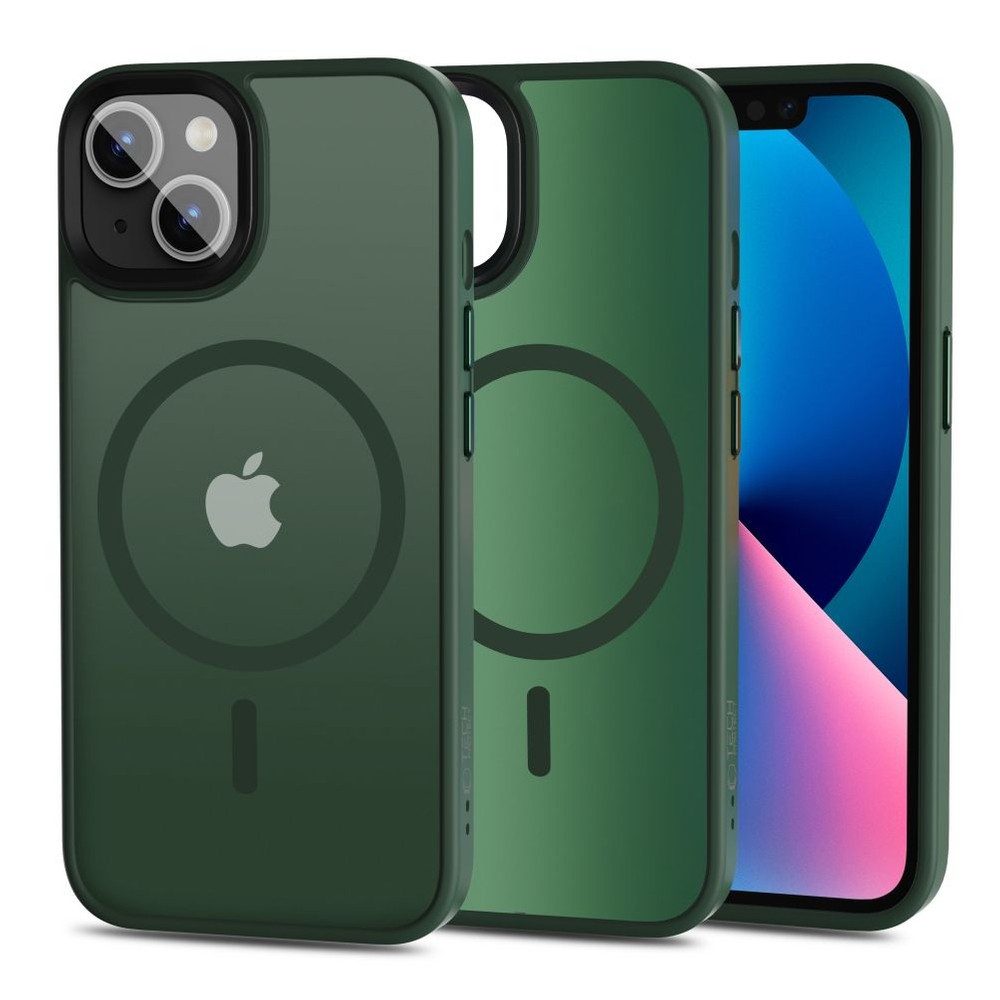 TECH PROTECT Handyhülle Schutzhülle Magnethülle Rückschale 6,1 Zoll, MagSafe, verstärkte Ecken, Kameraschutz, matt