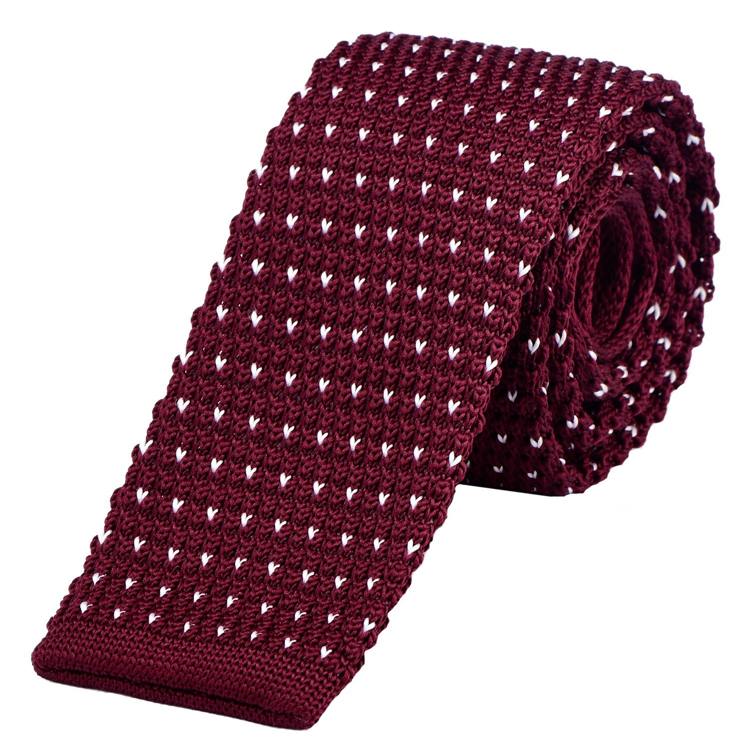 DonDon Krawatte schmale Krawatte 5 cm Wollkrawatte (Packung, 1-St) Strickkrawatte, Retro-Look, für Büro oder festliche Veranstaltungen bordeauxrot