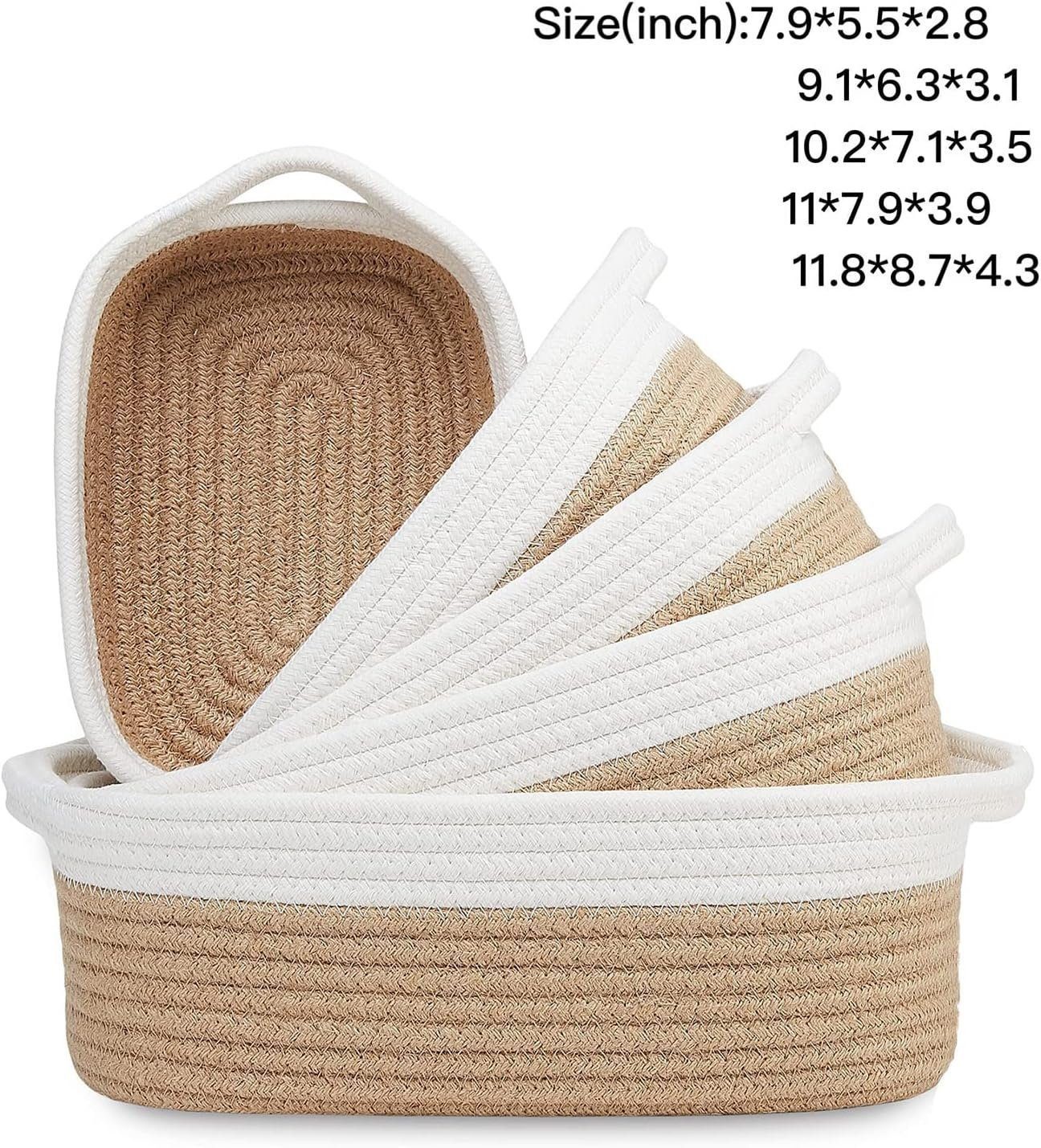 feinlux Kiste Dekokiste 5er Set Aufbewahrungskörbe (Set, Korb Aufbewahrung Baumwollseil (5 St), feuchtigkeits- und staubdicht, leicht zu reinigen, schön und praktisch