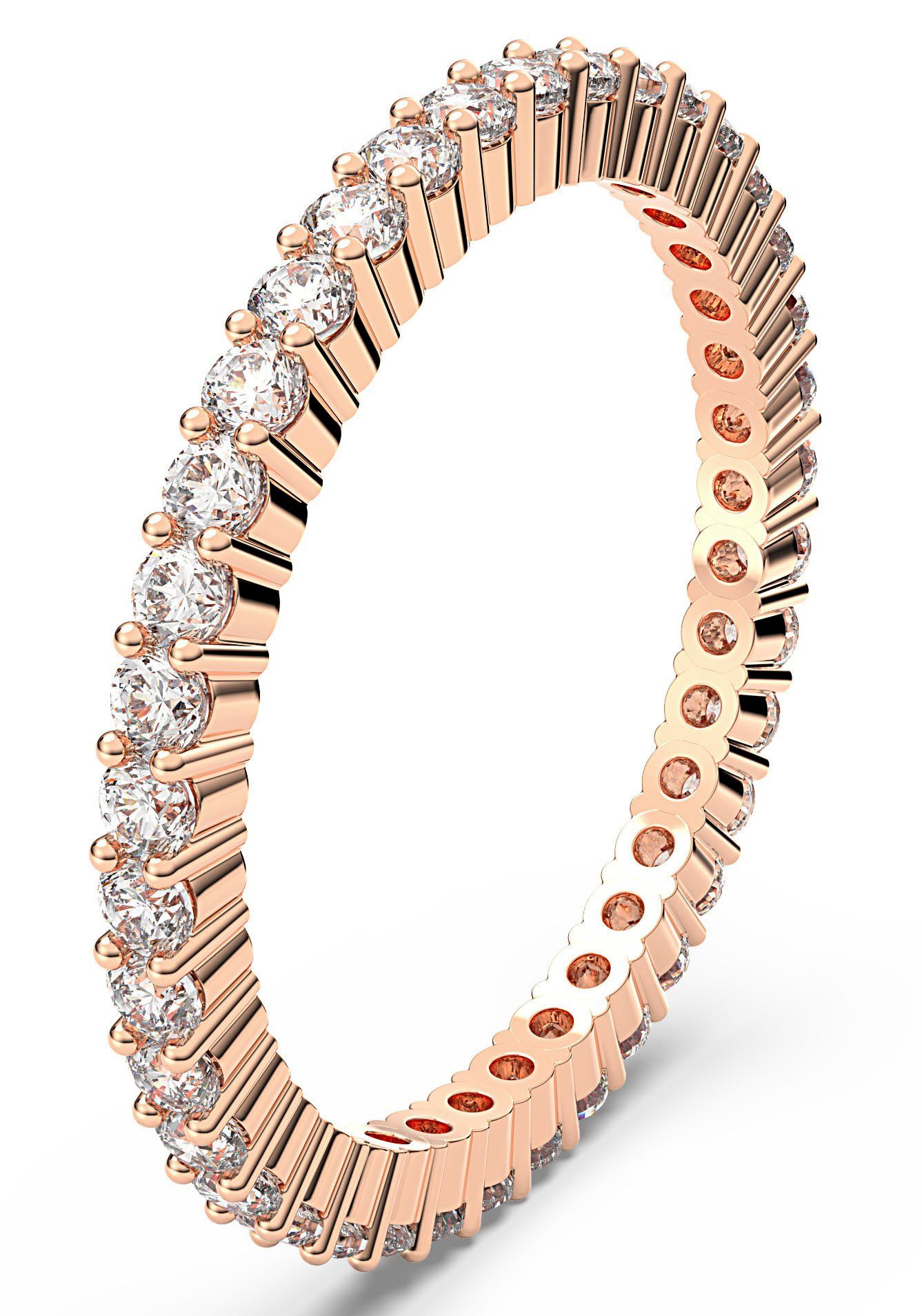 Rundschliff, Swarovski® Vitorre, Swarovski 5655703, roségoldfarben-kristallweiß mit 5656297, Fingerring Kristall 5656293, 5656300,