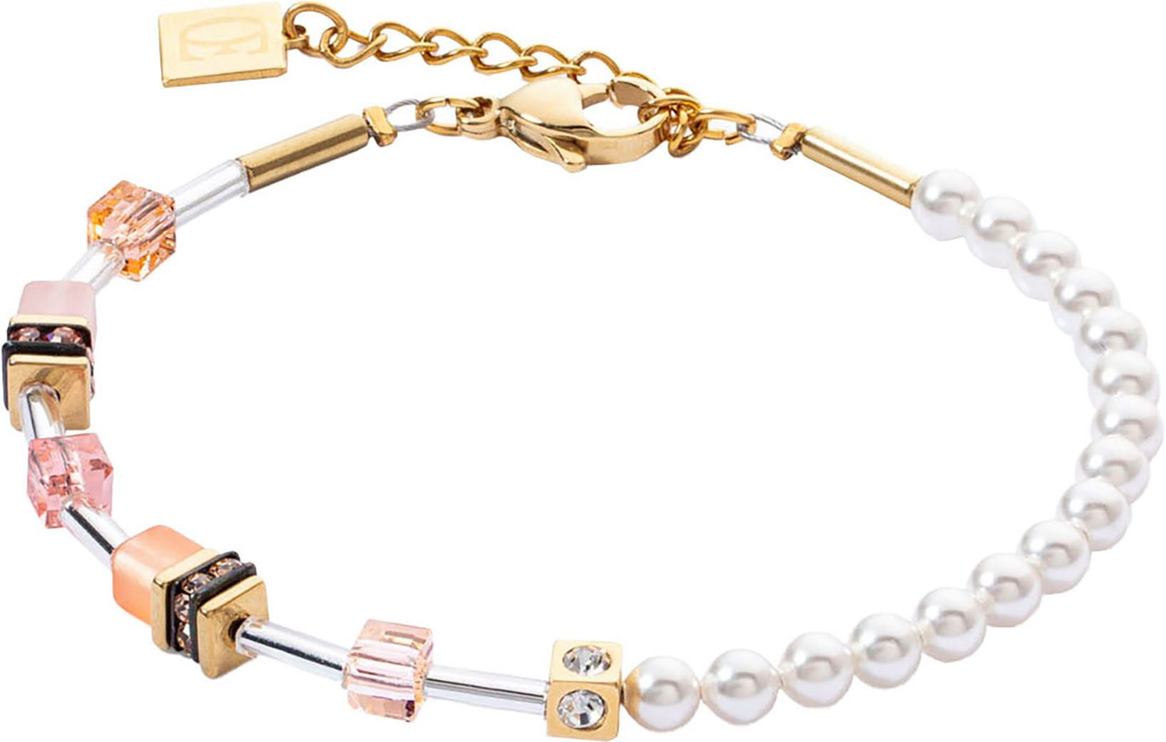 COEUR DE LION Armband Schmuck Edelstahl GeoCUBE® Mini Fusion Pearls Würfelkette, Made in Germany - mit Schmucksteinen - mit Swarovski® Perle