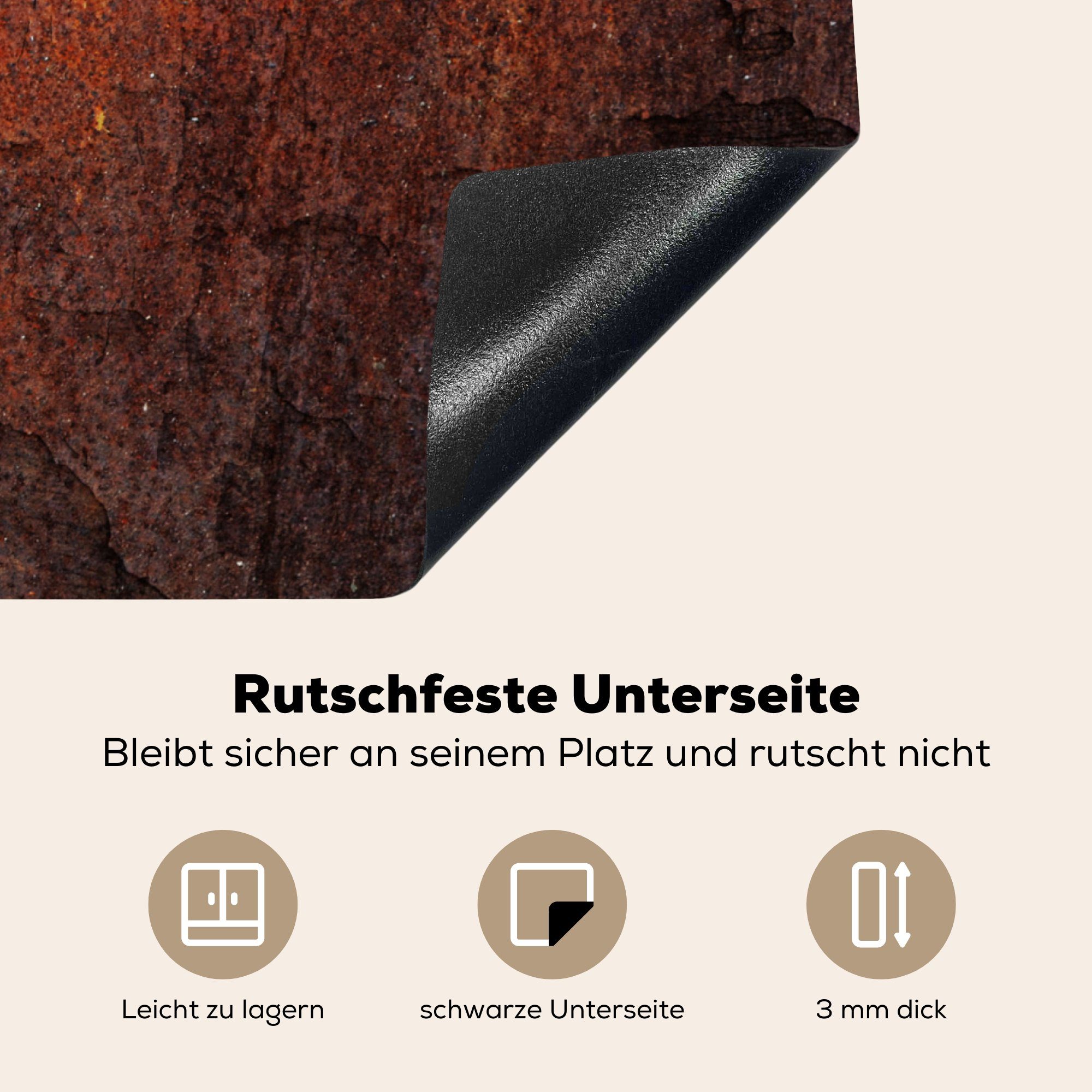Induktionskochfeld Retro Küchen Rost Induktionsherd, Eisen, - - 58x51 Vinyl, tlg), (1 Dekoration für Herdblende-/Abdeckplatte cm, MuchoWow