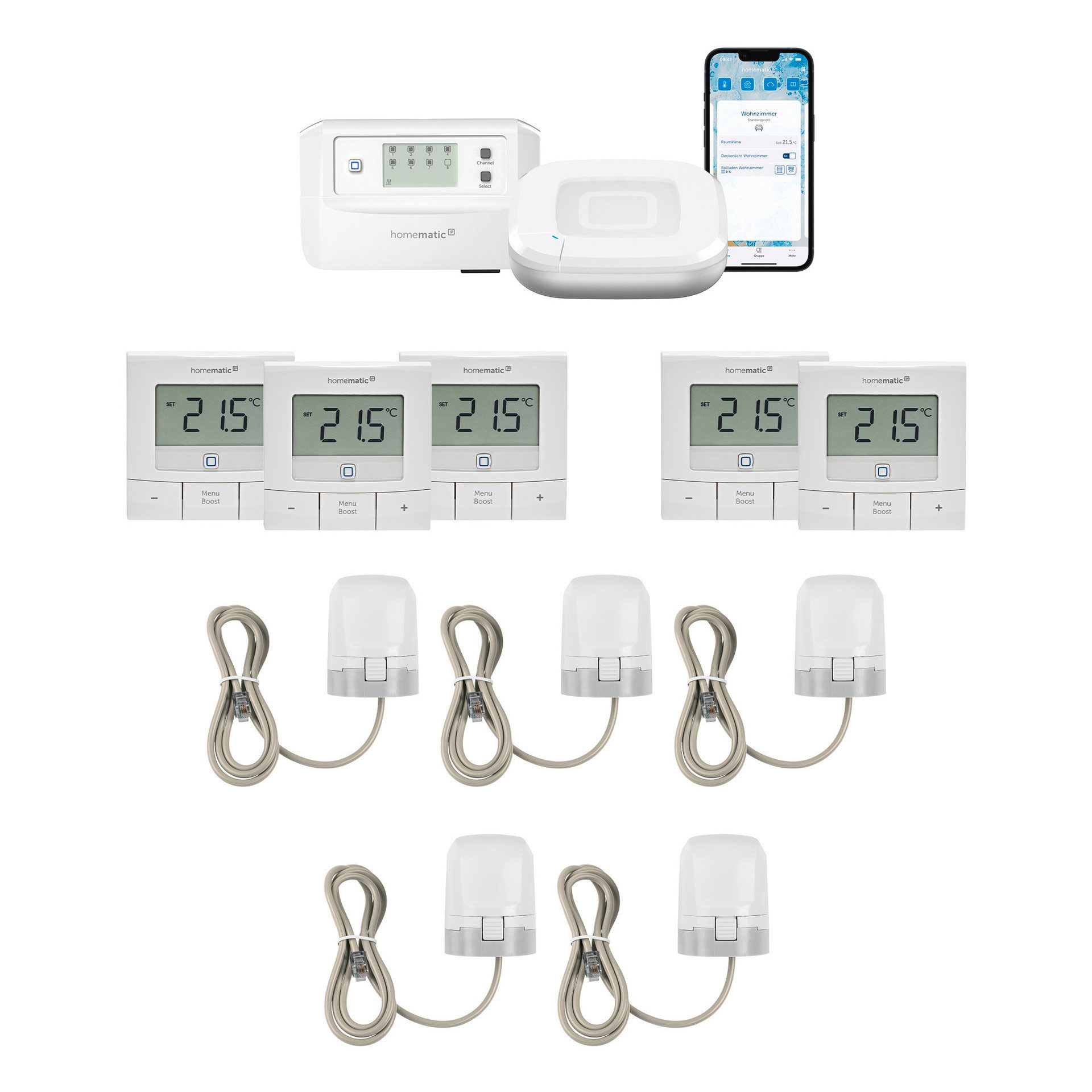 Homematic IP Starter Bundle Fußbodenheizung für 5 Räume Smart-Home-Zubehör von Homematic IP