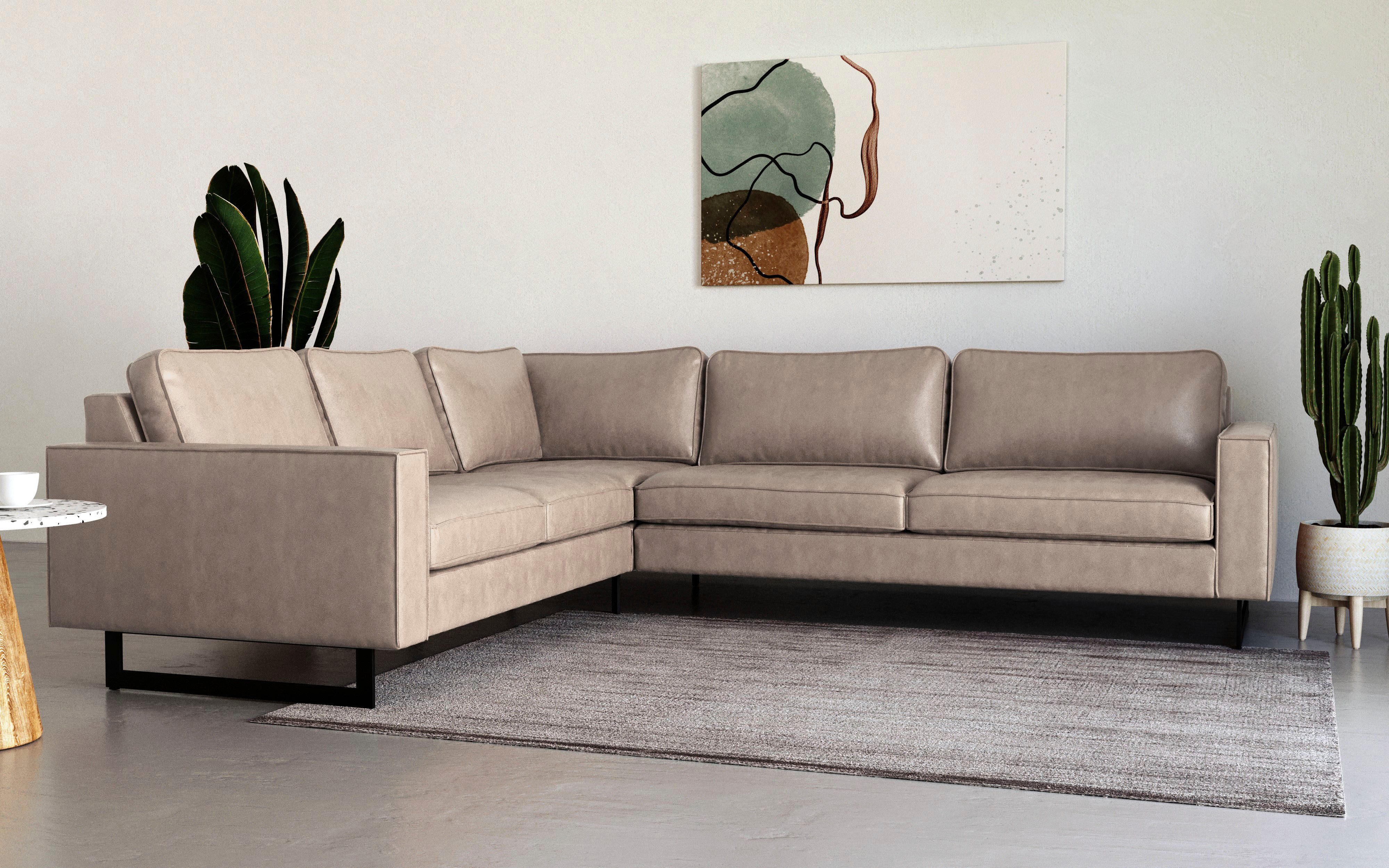 Places of Style Ecksofa "Pinto, XXL, 250/290 cm, langer Schenkel, Ottomane" günstig online kaufen