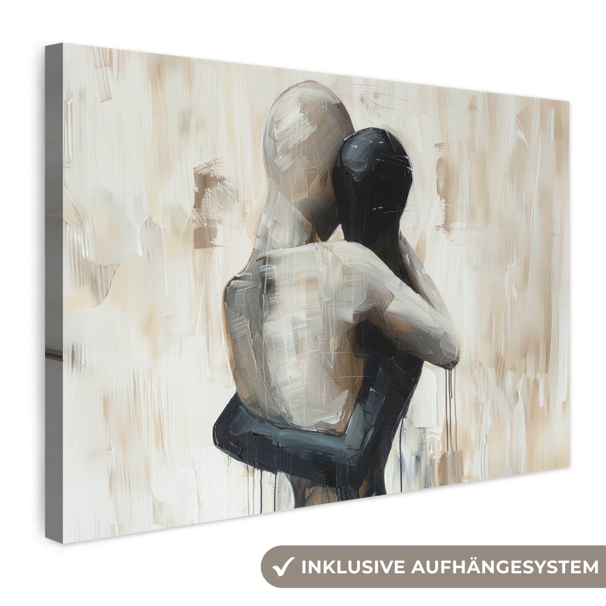 OneMillionCanvasses® Leinwandbild Abstrakt - Liebe - Schwarz und weiß - Modern, Fotodruck (1 St), Leinwand Bilder Klein, Wand Dekoration Aesthetic 30x20 cm
