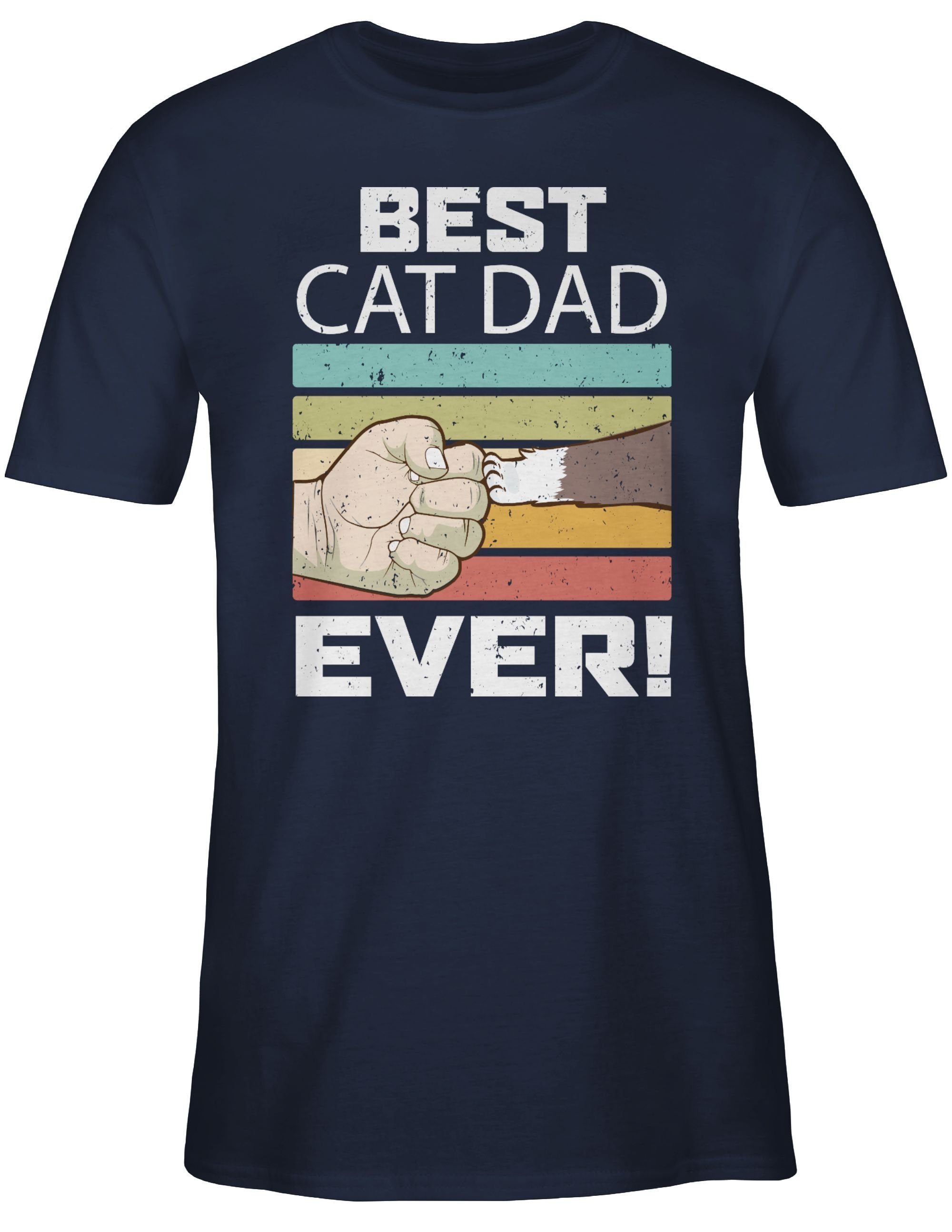 Shirtracer T-Shirt Best 03 Ever Katzenliebhaber Blau Navy Katzenfan Cat Katzenbesitzer Geschenk Dad Geschenk