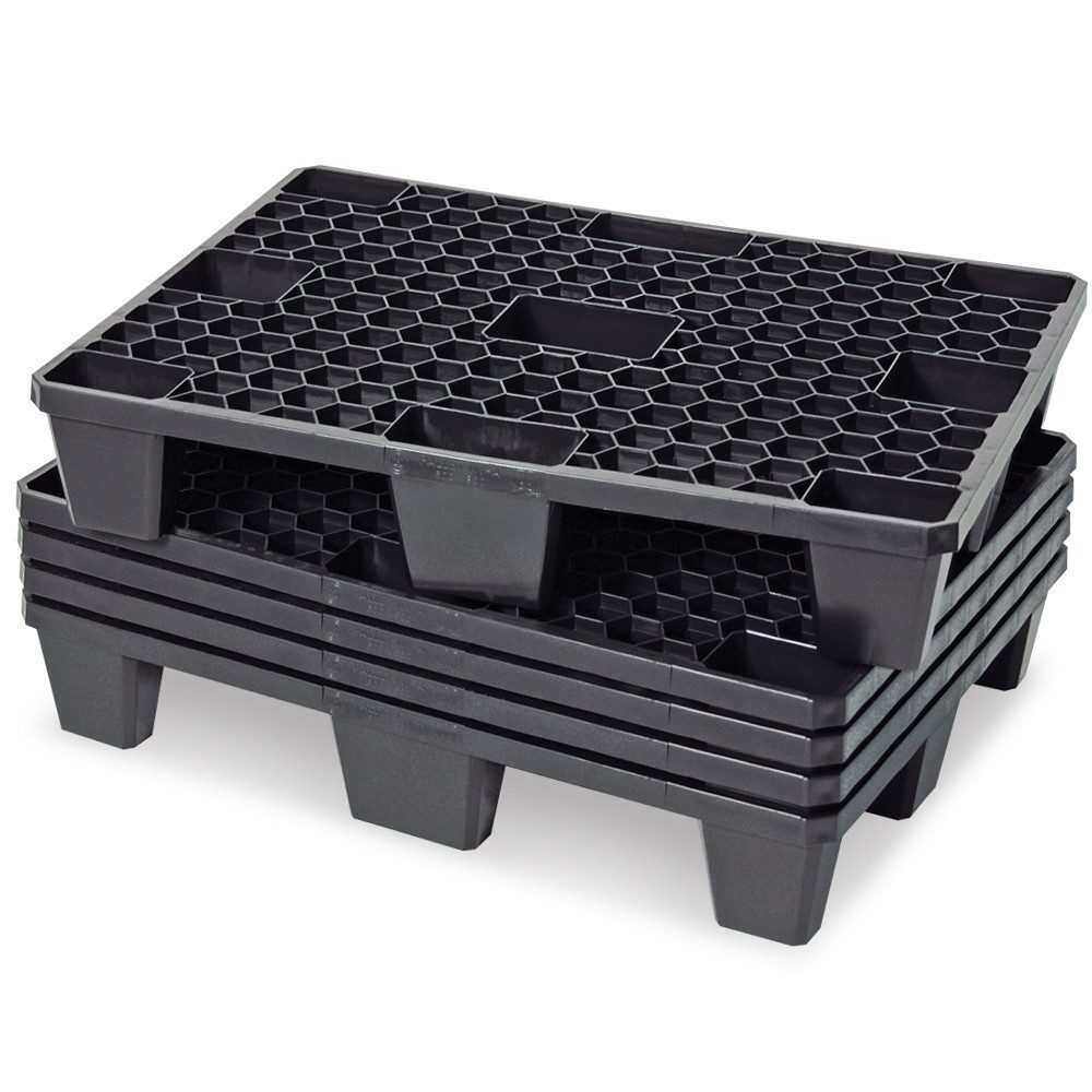 BRB-Lagertechnik Dekopalette 5x Kunststoffpalette im halben Euromaß, LxBxH 800x600x140 mm, Schonende Lagerung von Sackware oder anderen empfindlichen Waren