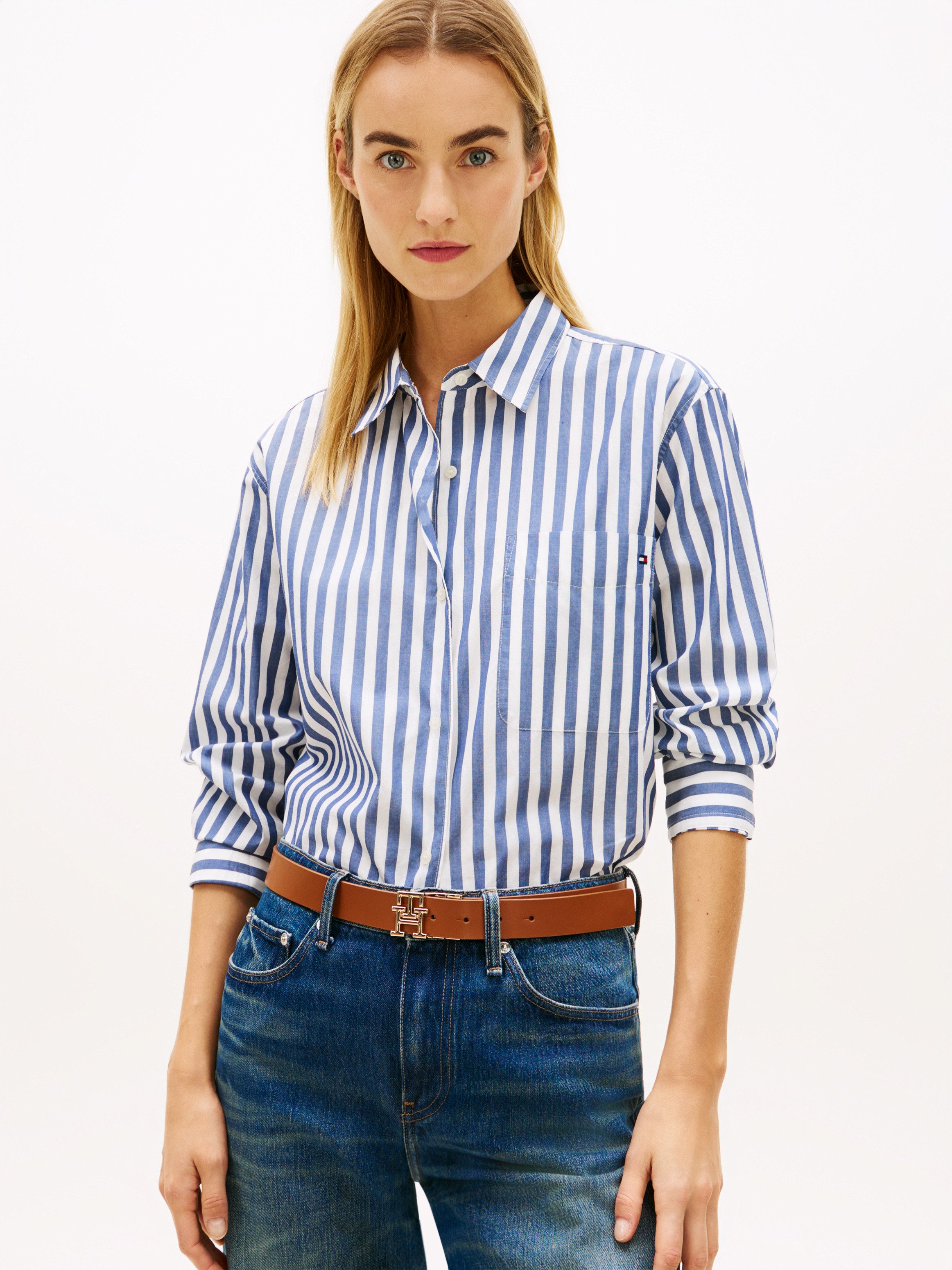 Tommy Hilfiger Langarmbluse ESS POPLIN EASY FIT SHIRT Baumwolle günstig online kaufen