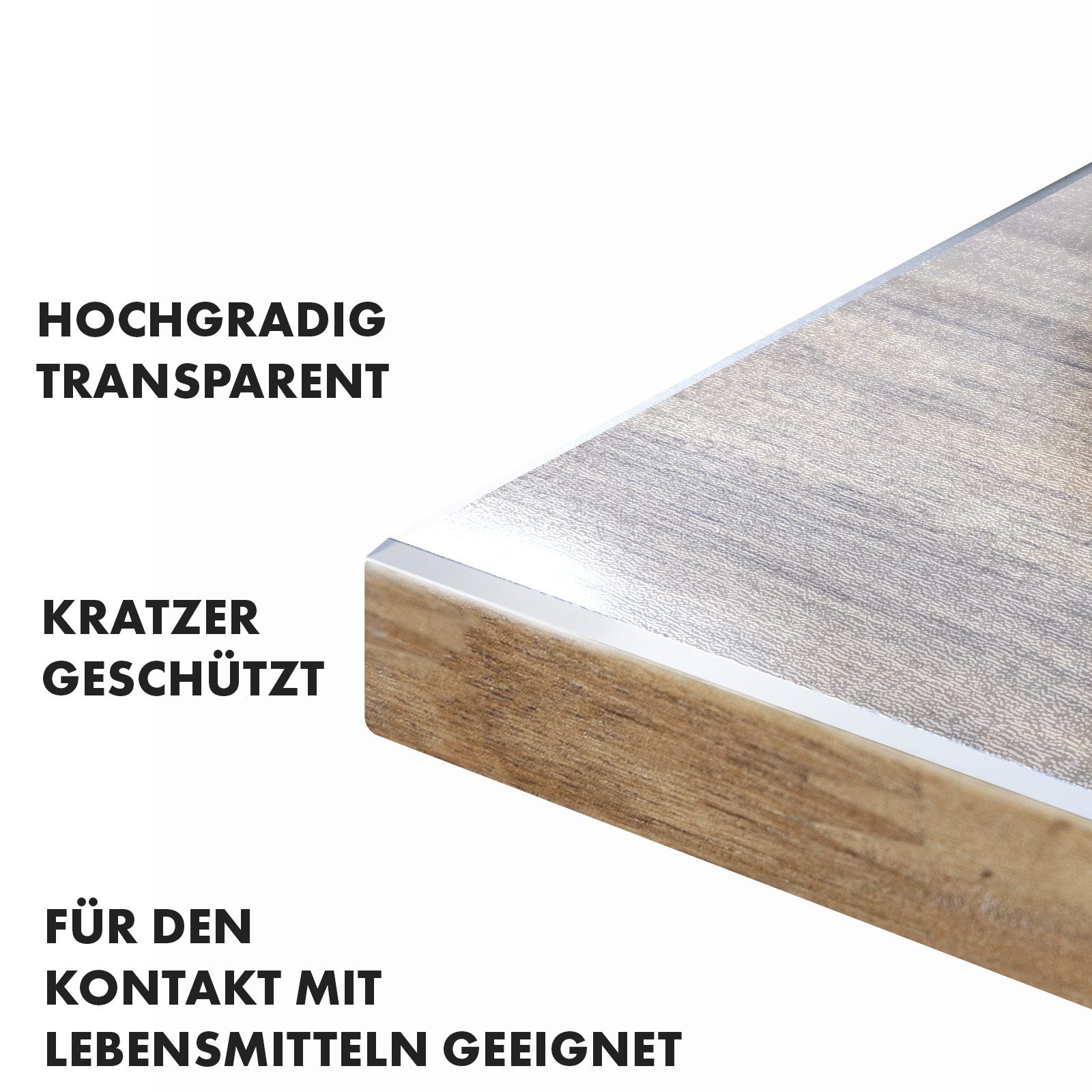 Karat Tischdecke Mattierte transparente Tischfolie mit abgeschrägter Kante Imperial, Individueller Zuschnitt